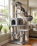 Amazon product image of Hey-brother Cat Tree, Multi-Level Sisal Covered Scratching Posts, MPJ050W | 60.6 Inches Tower with Condo, Large Hammock, Top Perch, Toy Ball for Indoor Multi-Cats Households, Light Gray