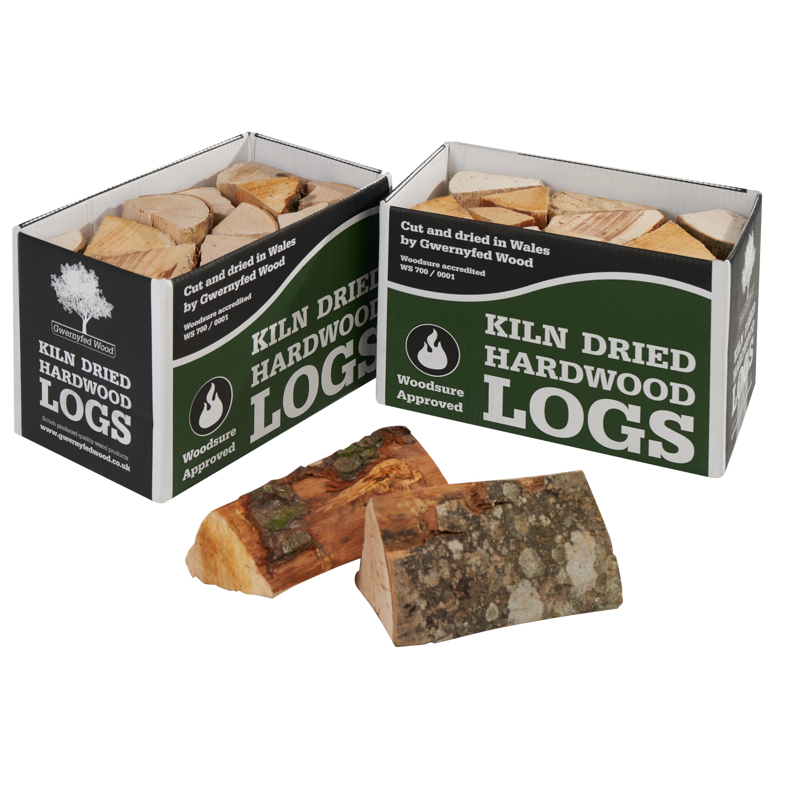 Kiln Dried Hardwood Logs, (24L), WoodSure Approved, for Wood Burners, Open Fires, Stoves, Pizza Ovens, Camp Fires and Chiminea (2 Boxes (48L))