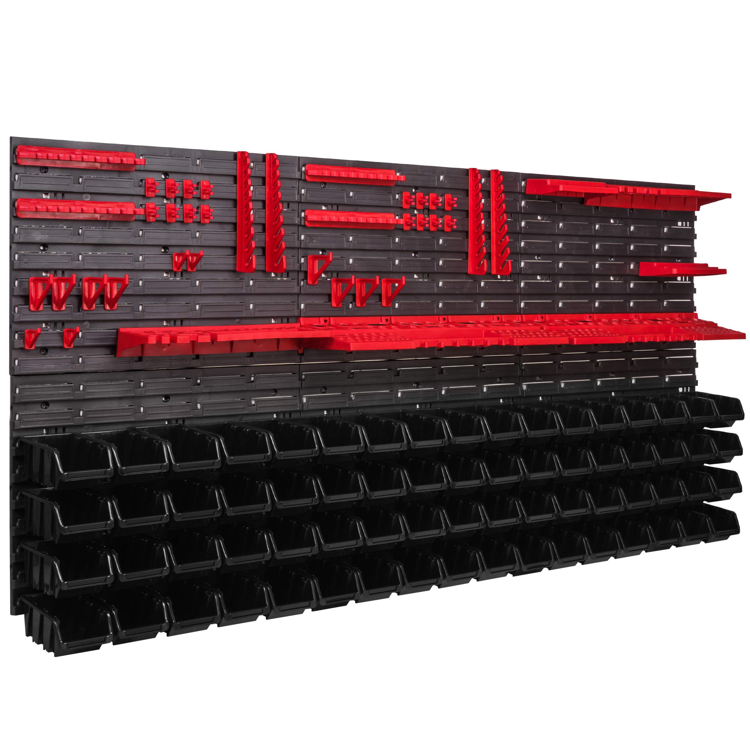 68 Scatole Impilabili, 170 X 78 Cm, Mensola Da Parete, Parete Per Attrezzi, Sistema Di Stoccaggio In Plastica, Scaffale A Scomparti, Ripiani A Parete Extra Forti - Foto 5