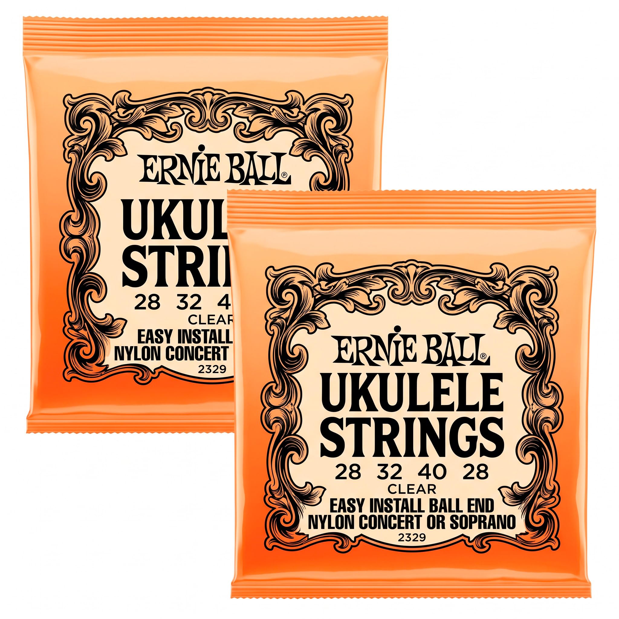Ernie Ball Ukulele Ball End Nylon Strings, Clear (P02329) (Pack of 2)