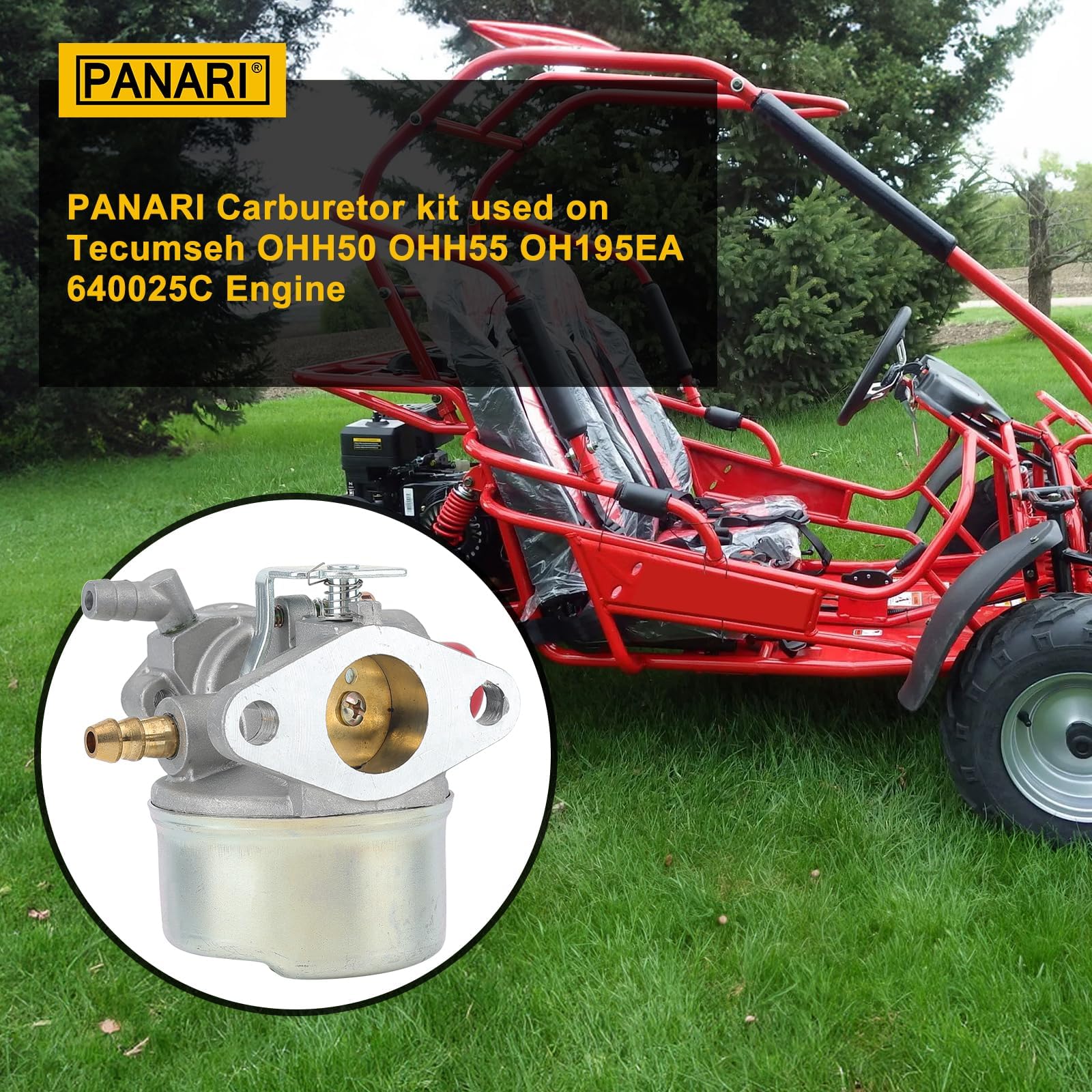 Panari 640004 640117B - Kit de afinación de carburador + filtro de aire para cortacésped Tecumseh OHH45 OHH50 OHH55 OHH60 OHH65 640014 640025