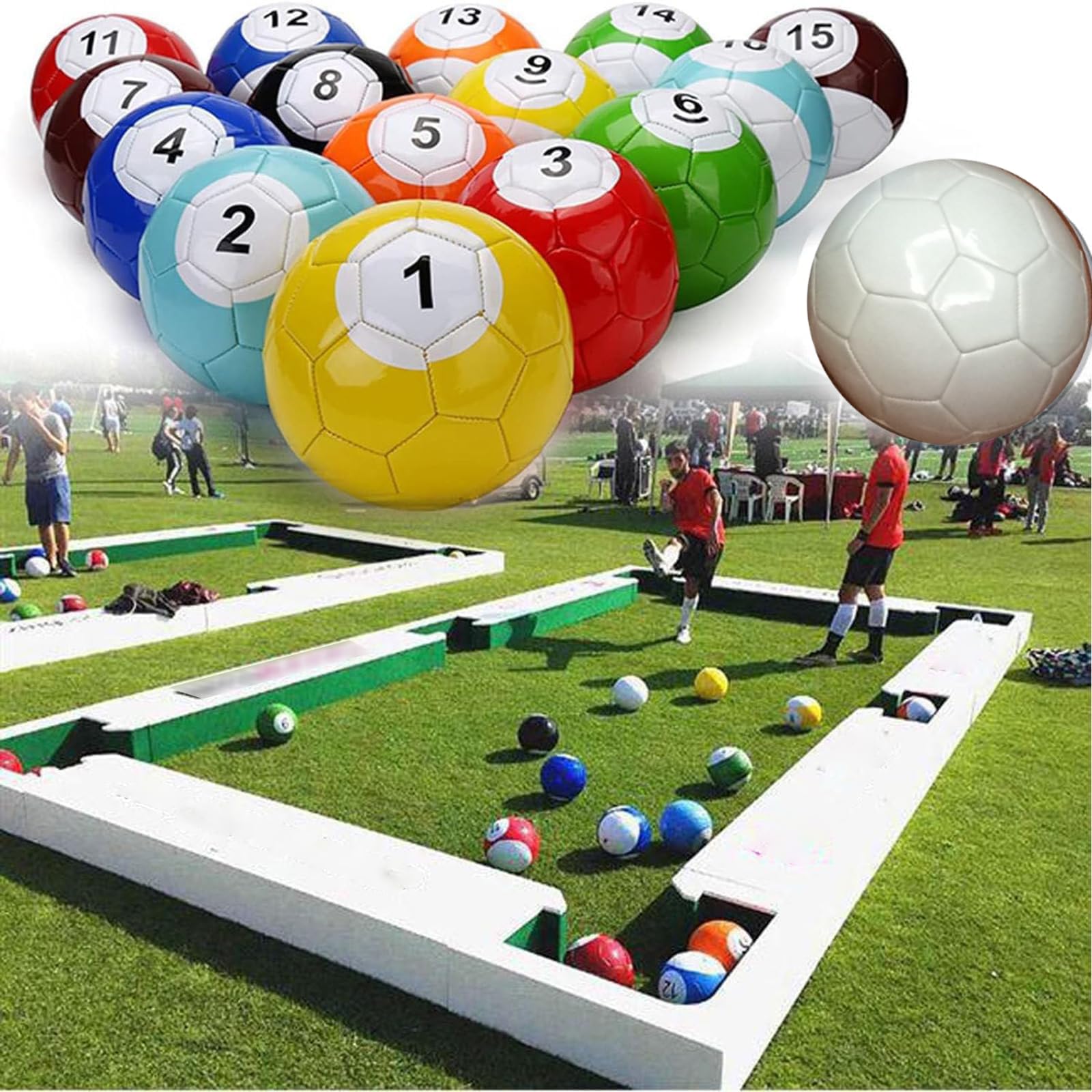 Juego de 16 Bolas de fútbol para Billar Inflable, Bolas de fútbol de Cuero sintético, Bolas de fútbol para Piscina Inflable, Ideales para Fiestas en el jardín o el césped.