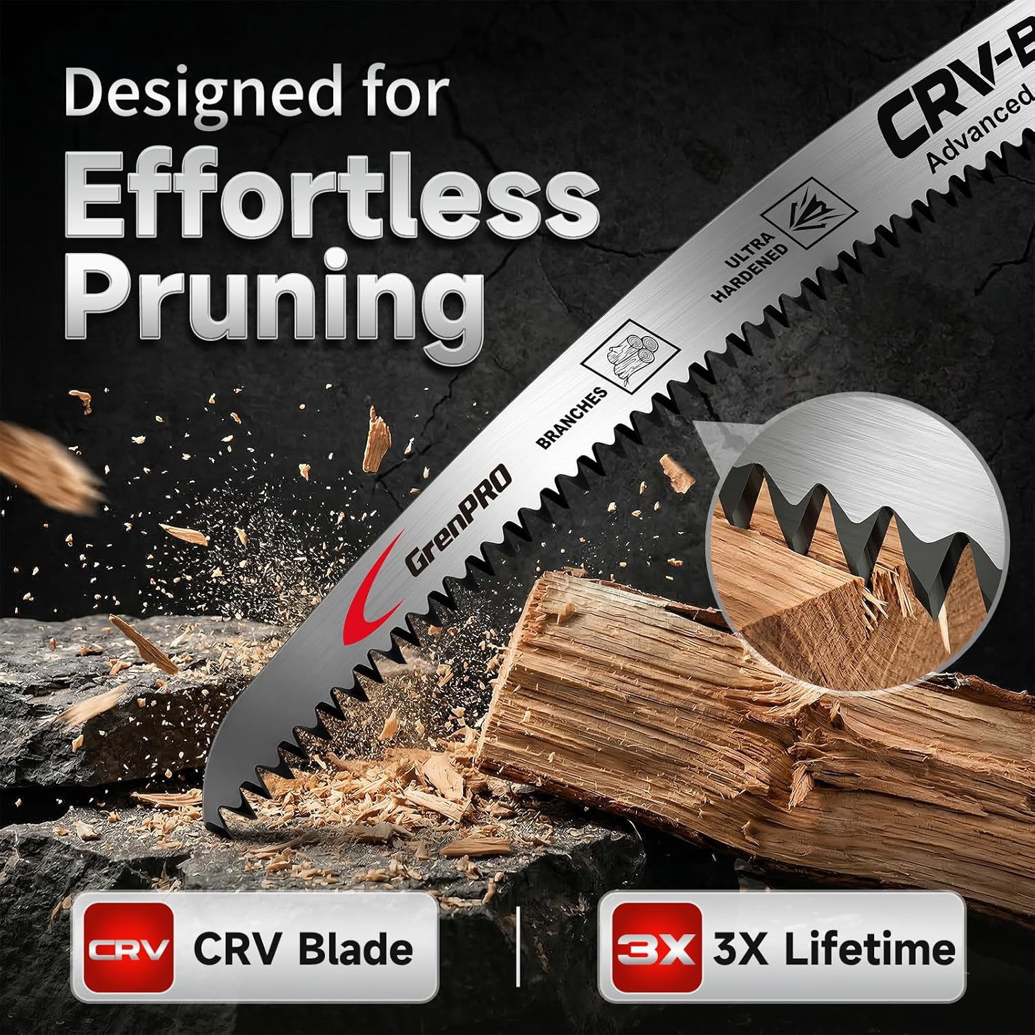 GRENPRO 15 Inch Japanese Teeth Reciprocating Saw Blades 4 Pcs, 6TPI Arc Edge Sawzall Pruning Blades for Wood & Tree Trimming
