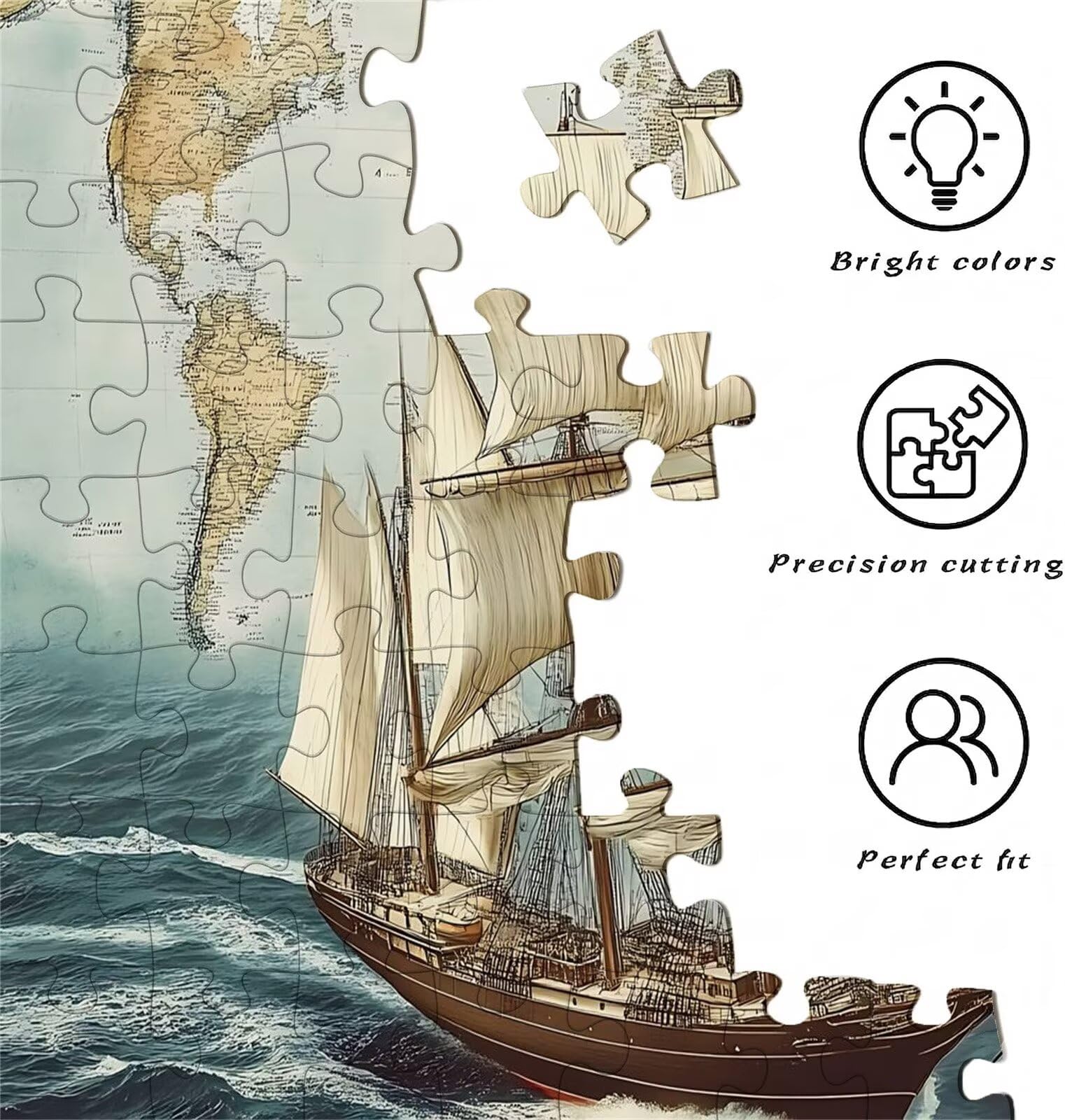 Mapa Bote Puzzle 3000 Piezas Adultos, Rompecabezas con Letras en la Parte Posterior - Piezas Que Encajan Perfectamente, Reto de Concentración, Regalo para Mujer y Decoración Hogar, 122 x 81 cm w0-127