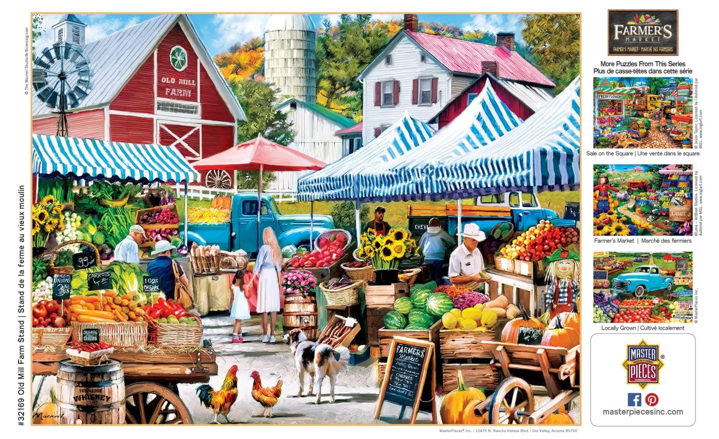MasterPieces Puzzle da 750 pezzi per adulti, famiglia o bambini - Old Mill Farm Stand - 45,7 x 61 cm