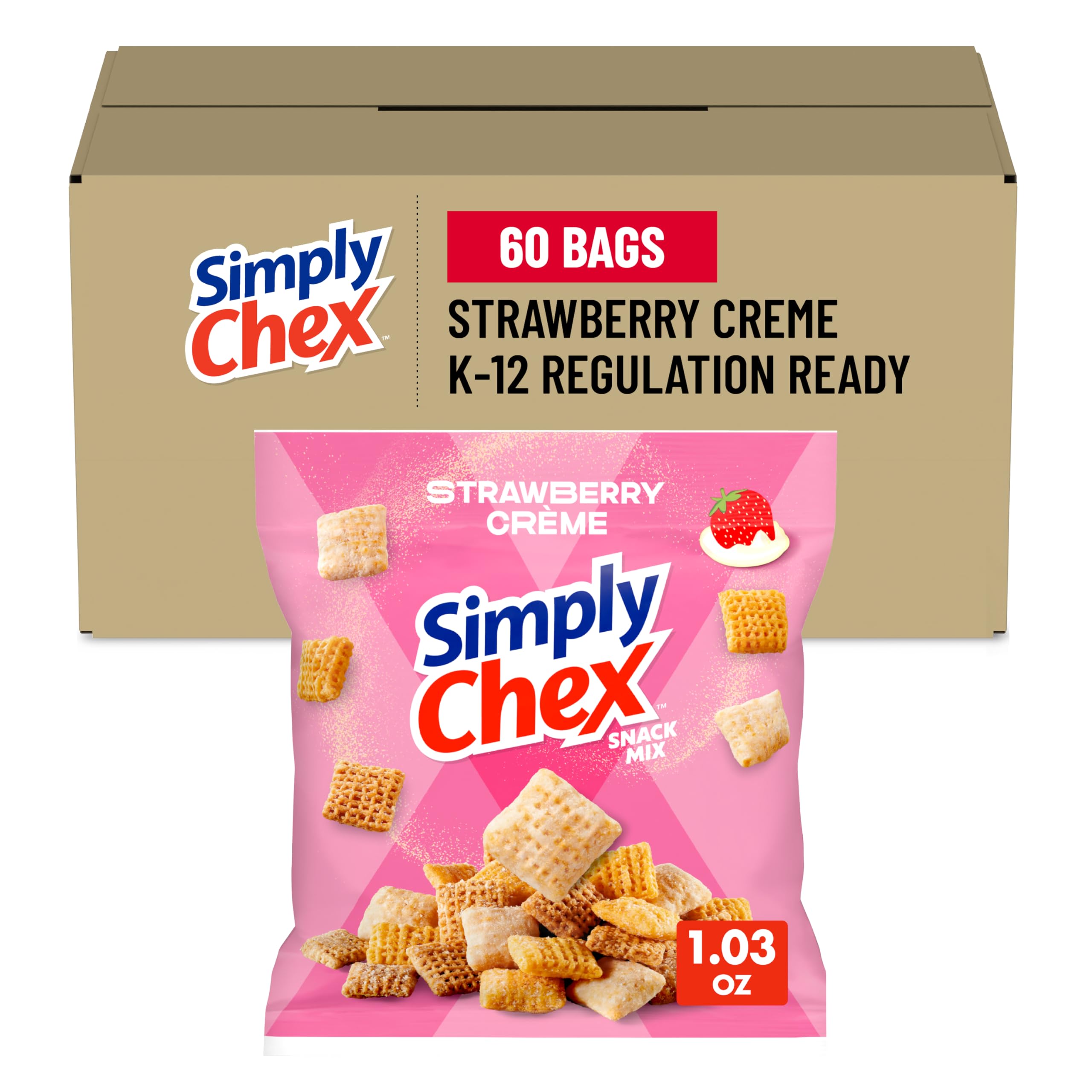 Simply Chex Mix, Strawberry Yogurt, 1.03 Oz (Pack of 60)