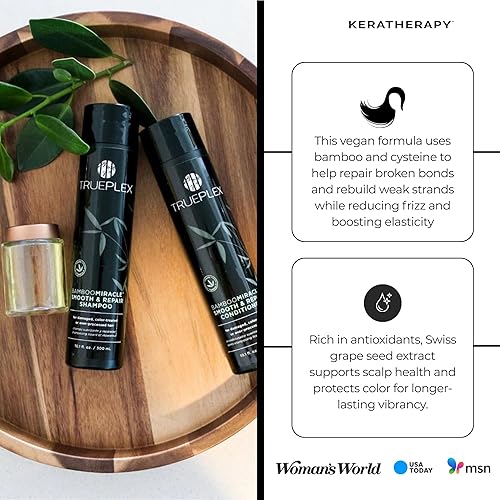 Miniatura 4 de KERATHERAPY Bamboo Miracle Smooth & Repair Champú, 10.1 onzas, 10.1 fl oz – Fórmula limpiadora vegana para cabello dañado y encrespado – Hidratante