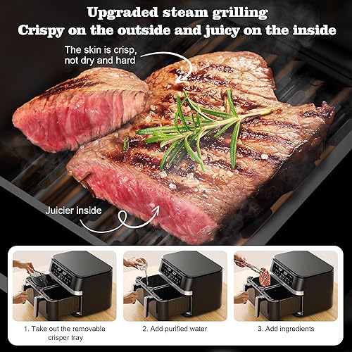 Miniatura 9 de SyncCook - Freidora de aire grande de doble cesta de 12 cuartos con ventana de visualización y 50 revestimientos de papel, 10 en 1 con pantalla