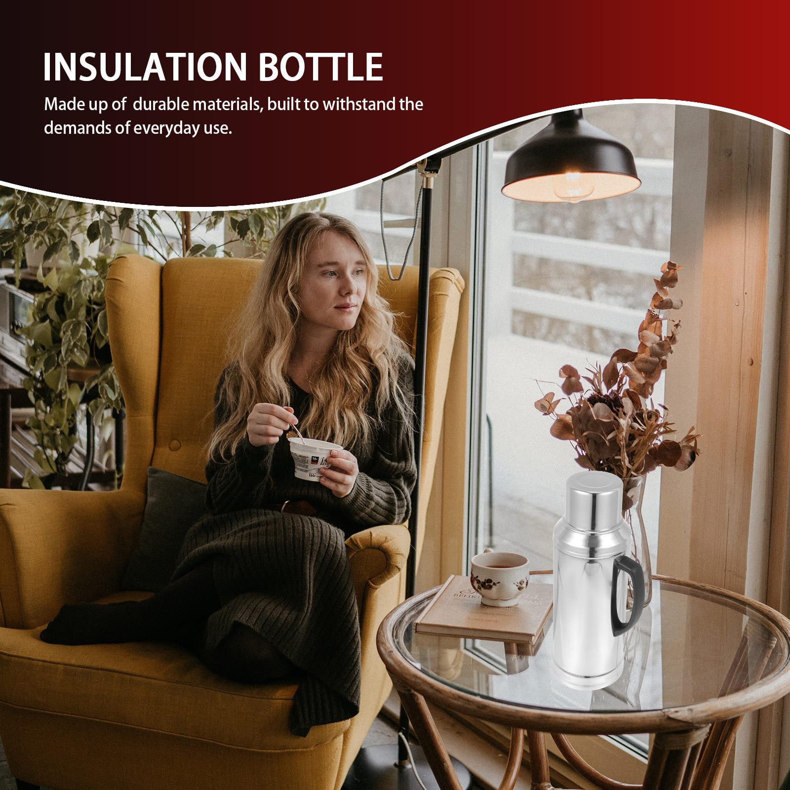 SOIMISS Botella Térmica de Acero Inoxidable y Vidrio, Gran Capacidad