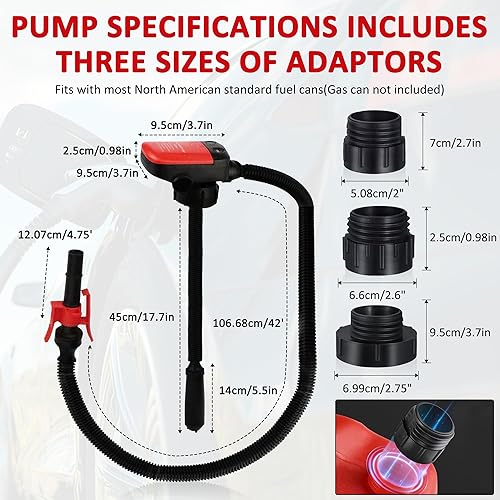Miniatura 5 de Bomba automática de transferencia de combustible con sensor de parada automática, manguera rápida de 2.4 GPM, manguera de 42 pulgadas, protección de