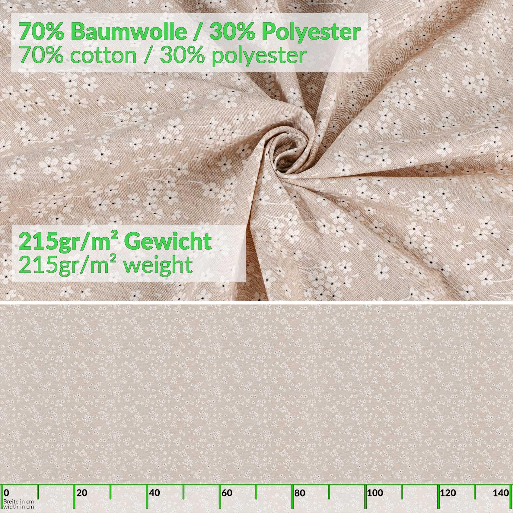 ANRO Mantel de Mesa Tela 70% Algodón 30% Poliéster | Violetas Beige | Rectangular Oval Redondo | Bordes Cortados 180x140 cm