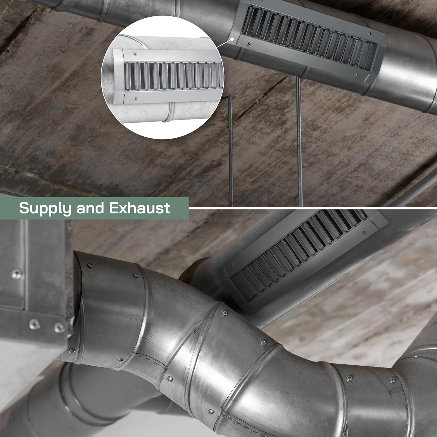 Vent Systems 17" x 3" Inch Galvanized Steel Louvered Air Return Vent Cover for Round Ducts, HVAC Pipes - Air Supply Exhaust Register Grille for Heater Ventilation, Air Duct - Adjustable Louver Blade