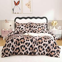 SDY Leopard Twin Size Comforter Set, Luxury Soft Bed in a Bag Twin 5 Pieces, All Season Bedding Set with Comforters, Sheets, Pillowcase & Sham