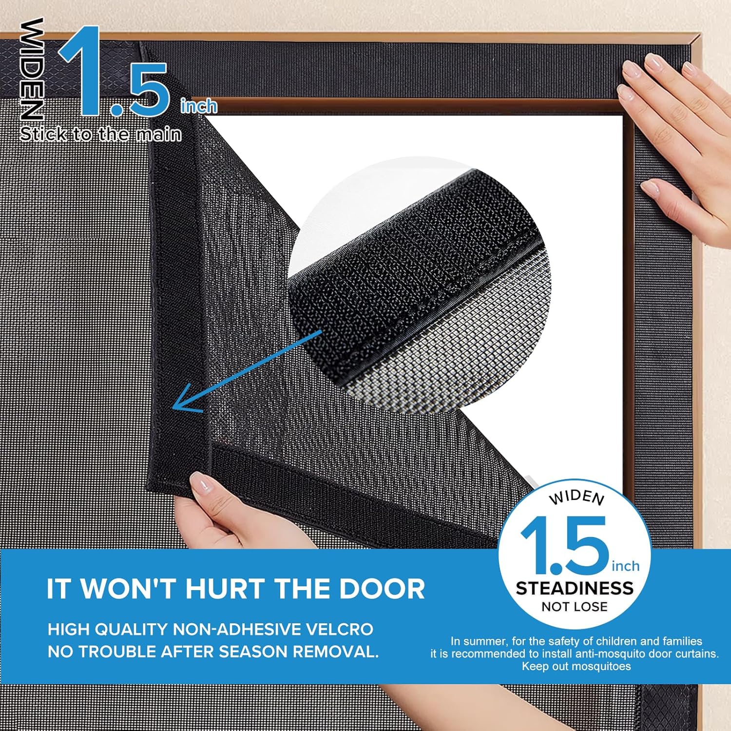 Magnetic Screen Door with Upgraded PET Material Mesh- Easy Installation, Tear-Resistant, Pet and Kid Friendly Screen 33“X98 Fit Door Size 30""X96"", Black