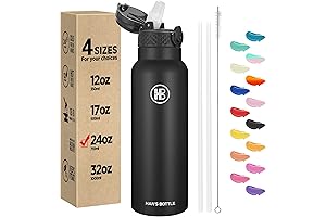 Han's Bottle Sports Water Bottle - 24 Oz, Straw Lid, Leak Proof,...