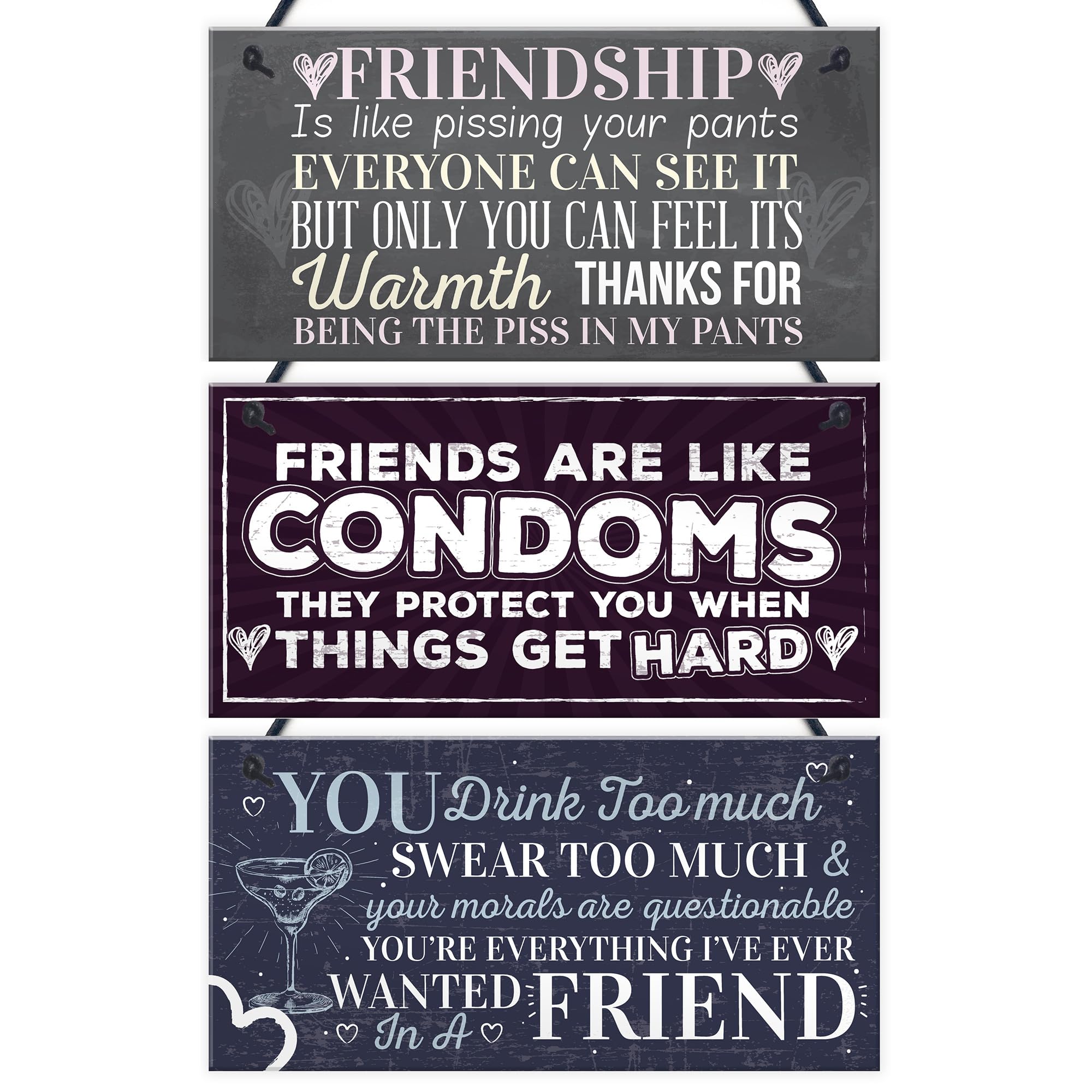 Red Ocean Pack Of 3 Friendship Plaques Gift For Best Friend Birthday Christmas For Him Her
