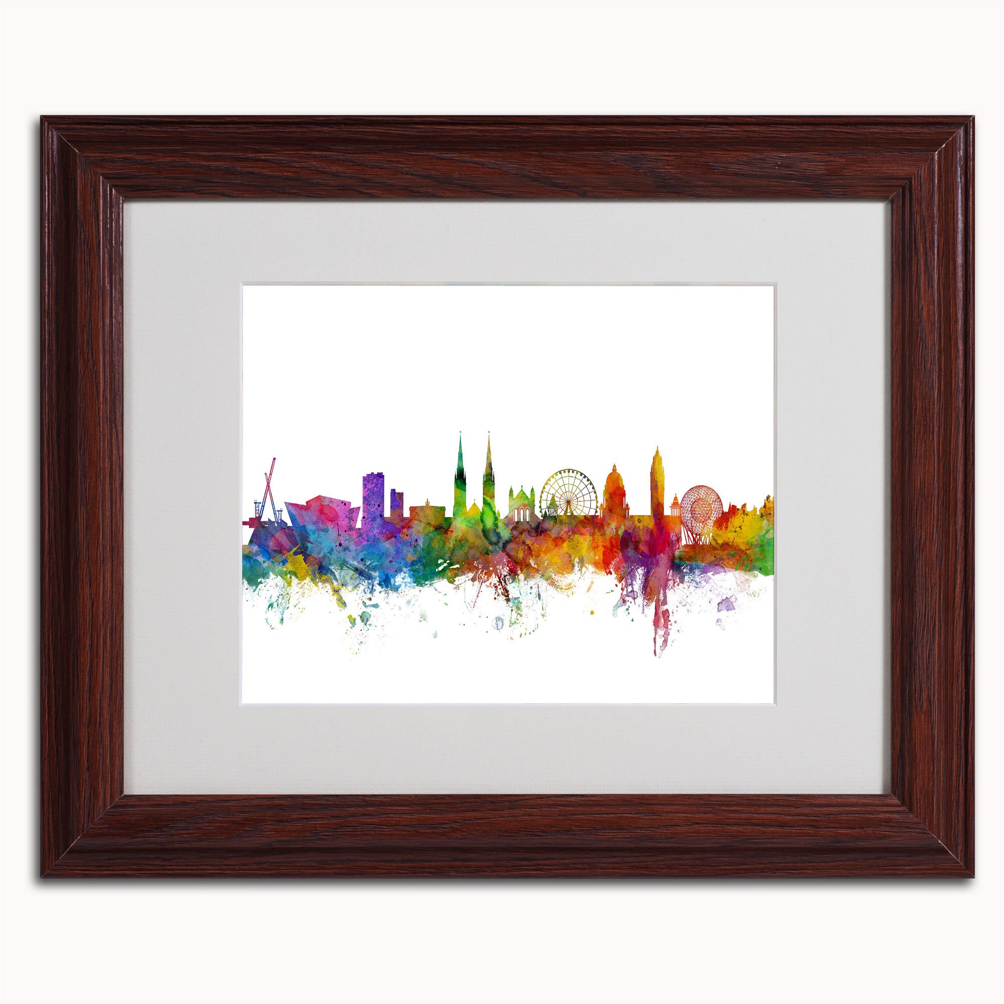 Belfast Northern Ireland Skyline 2 Canvas Art by Michael Tompsett, 11 by 14-Inch, Wood Frame