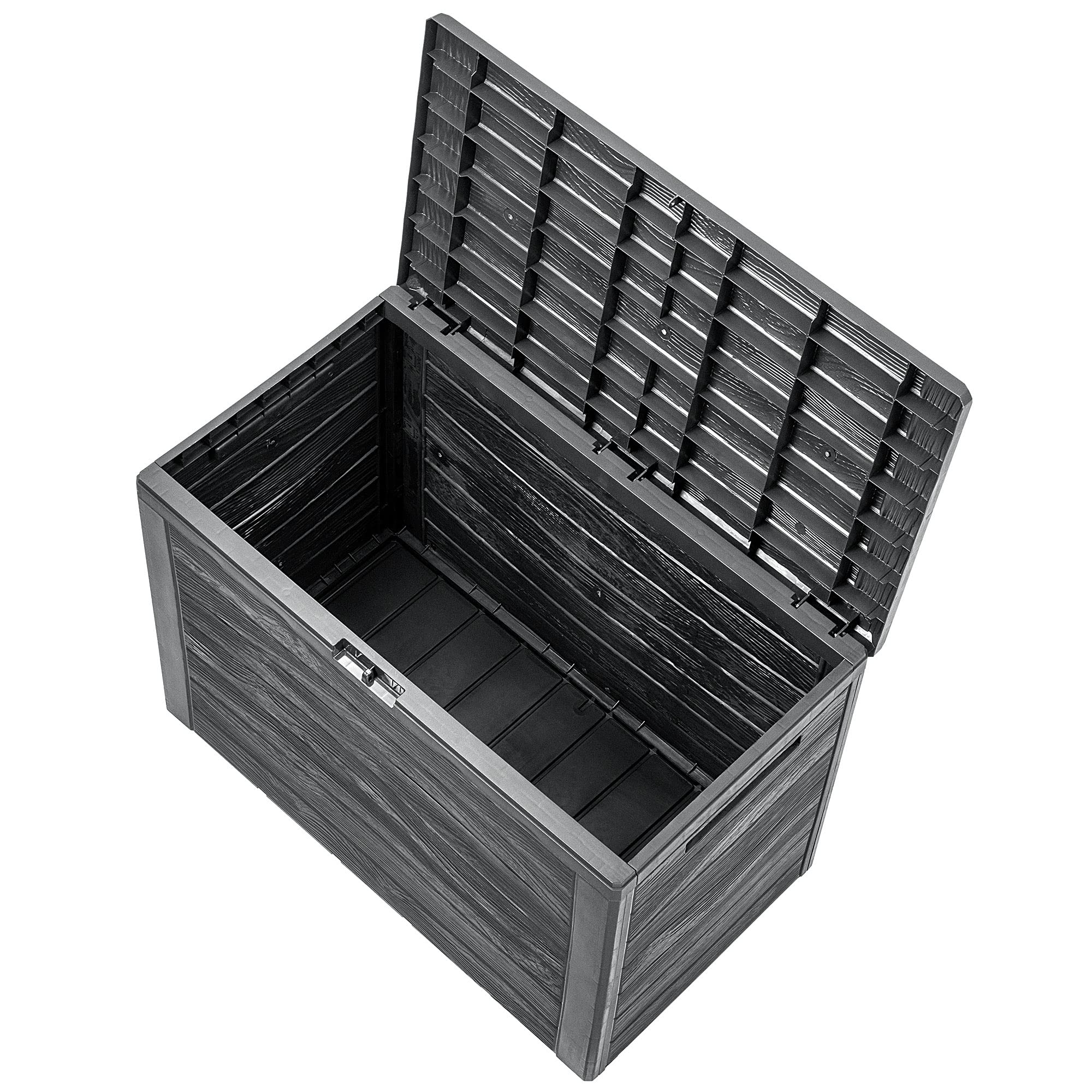 KADAX Baúl de jardín de 190 litros, caja de almacenamiento de plástico, para cojines, juguetes infantiles y cojines de asiento, para jardín y terraza (antracita)
