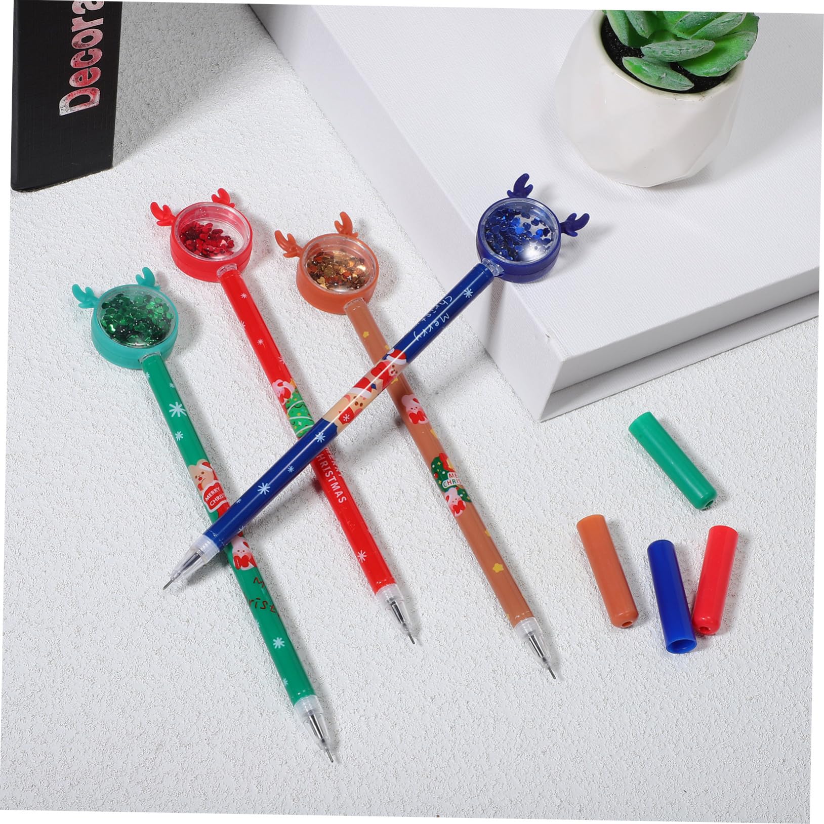 36 Piezas Bolígrafos de Gel de Navidad con Punta Fina Diseño de Colores Surtidos Azul Rojo Verde Marrón para Oficina Colegio y Regalos Festivos