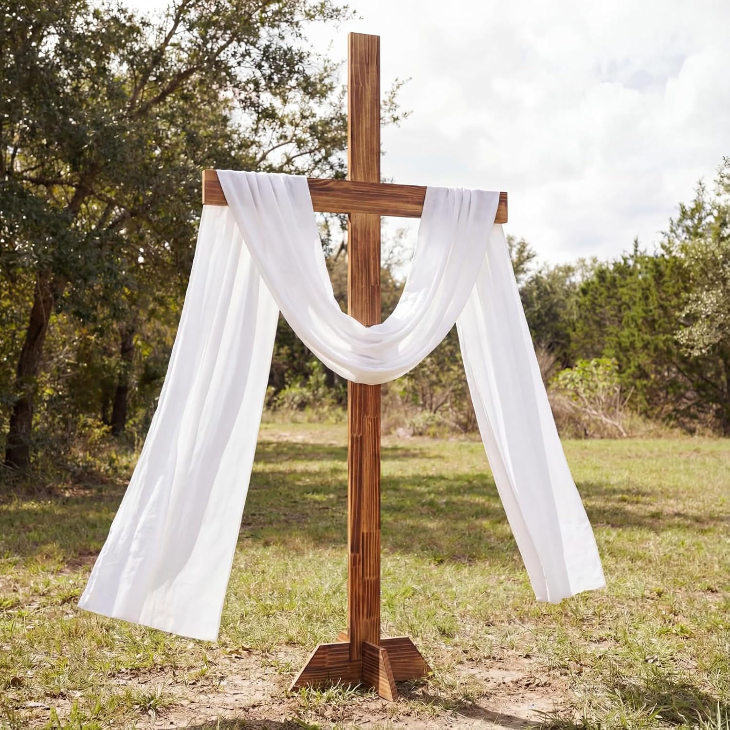 Yousoontic 98'' Extra Large Wooden Cross Easter Wood Standing Cross Decoration Jesus Christ Catholic He Is Risen Outdoor Crucifix Decor for Party Wedding Church Home Christmas Outdoor