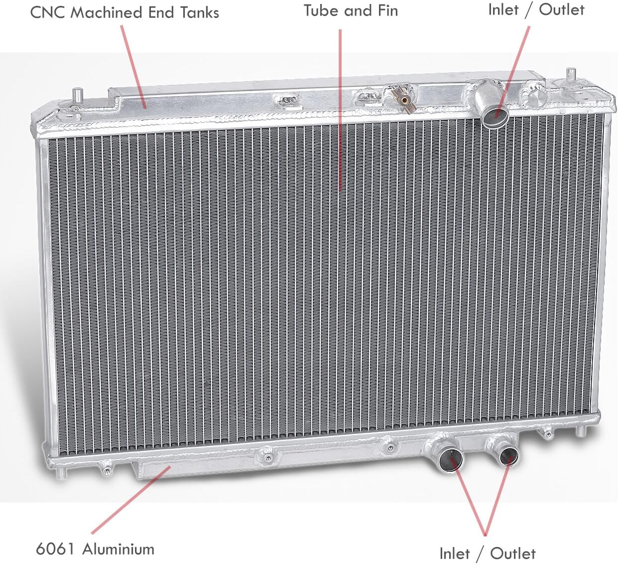 AJP Distributors Dual Core 2-Row Full Aluminum Radiator Engine Motor Cooling Upgrade Compatible/Replacement For Civic Si FG1/FG2/FA1/FA5/FD1/FD2 Manual 2006 2007 2008 2009 2010 2011 06 07 08 09 10 11