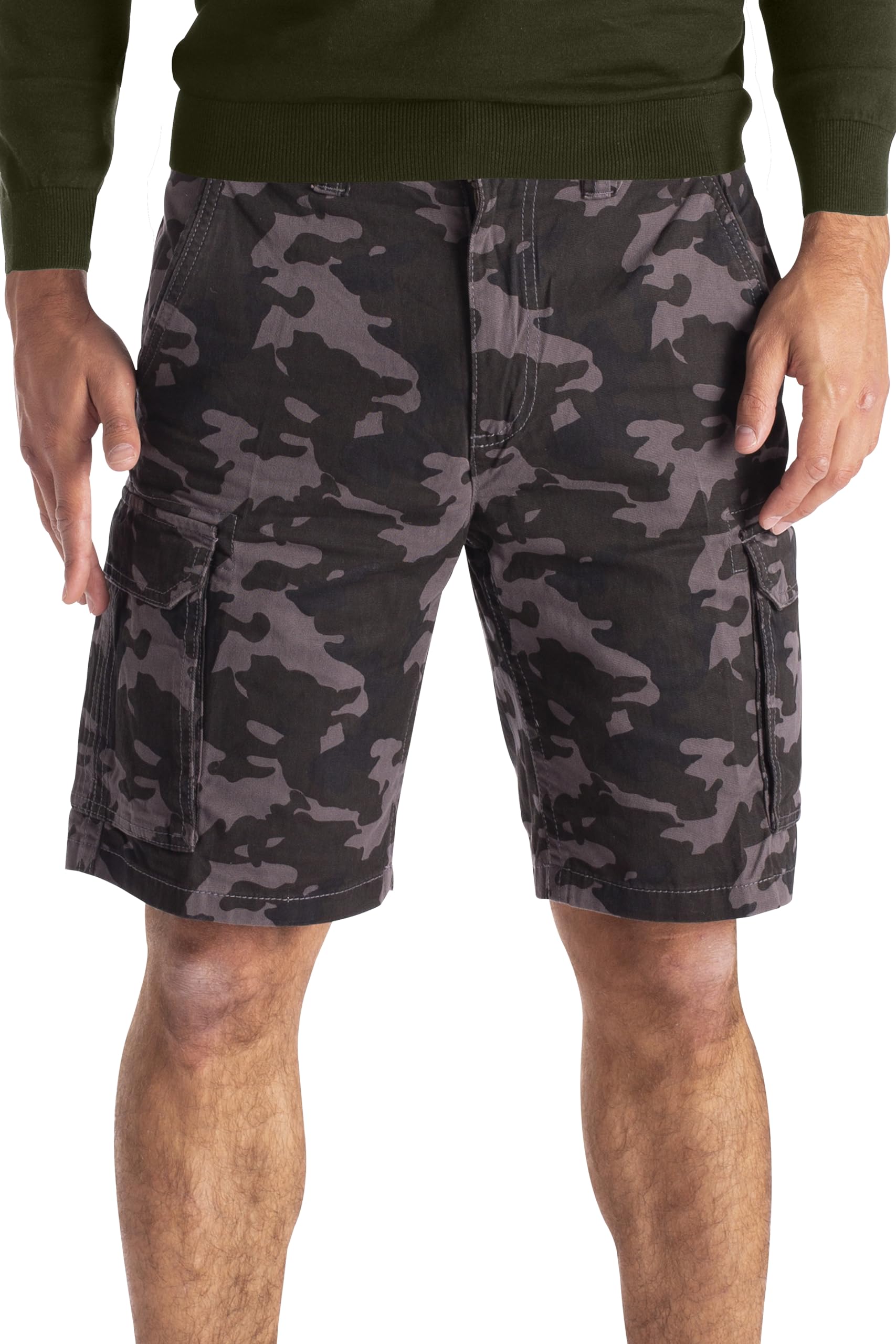 Westace Men's Charcoal Camo Army Casual Work Cargo Combat Camouflage Shorts Cotton Chino Half Pant Camo (, 40)