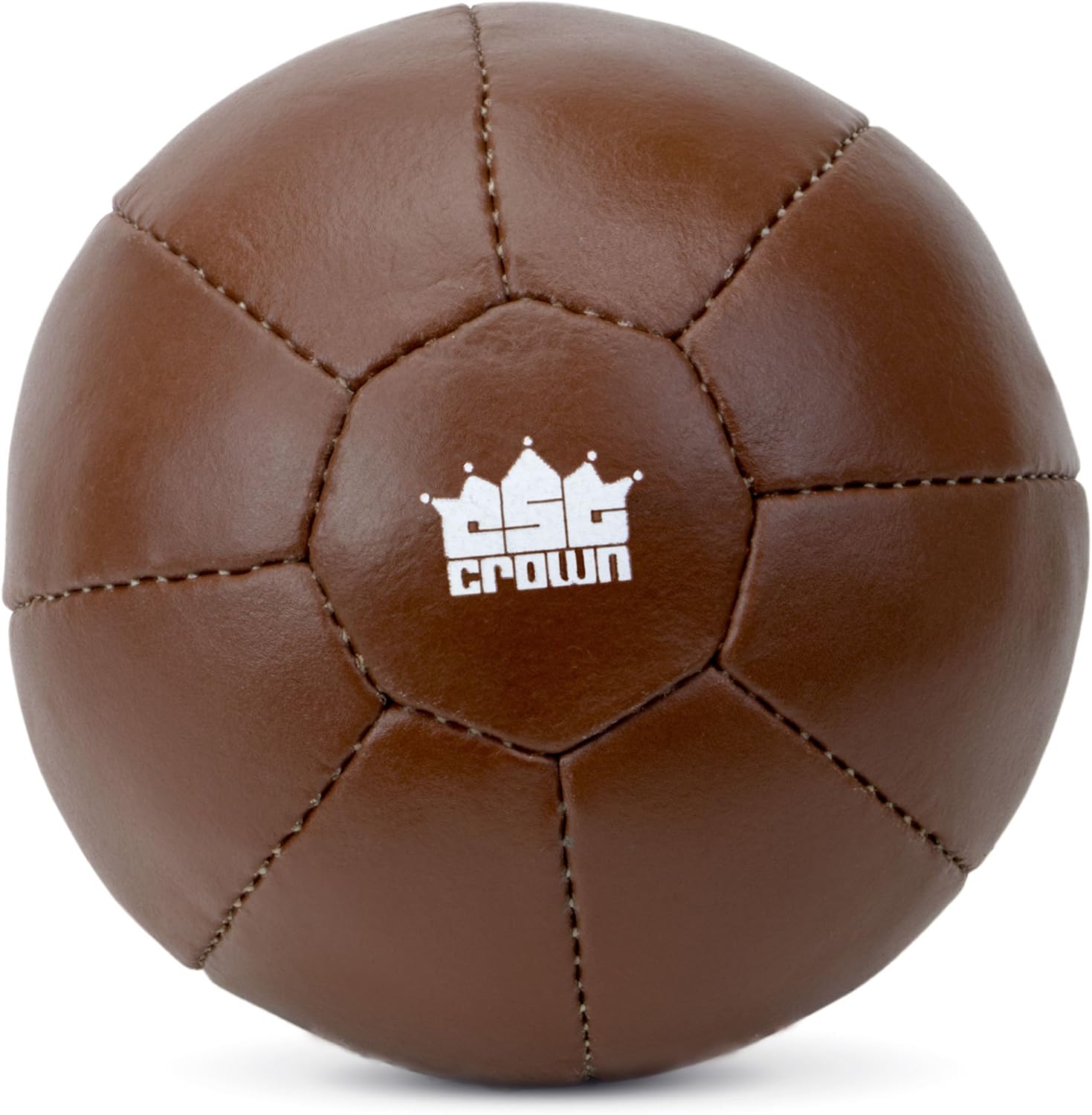 Crown Sporting Goods Vintage Soft Touch Leather Weighted Medicine Ball for Core Fitness, Resistance, Strength Training, & Exercise Conditioning