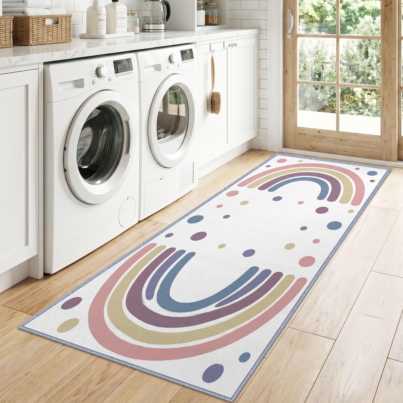 Alfombra nórdica divertida para pasillo antideslizante, 60 x 240 cm