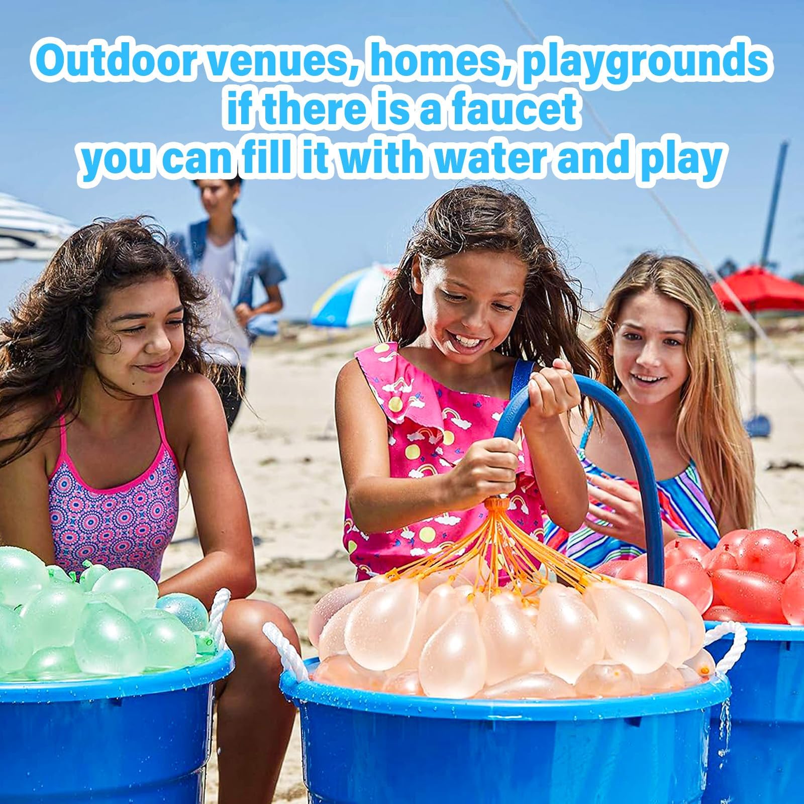 999 Bombe ad Acqua Autosigillanti,Confezione Multipla,Bombe D'acqua Riutilizzabili con 4 Connettori per Rubinetto, Palloncini D'acqua Colorati per Spiaggia,Feste in Piscina e Altro