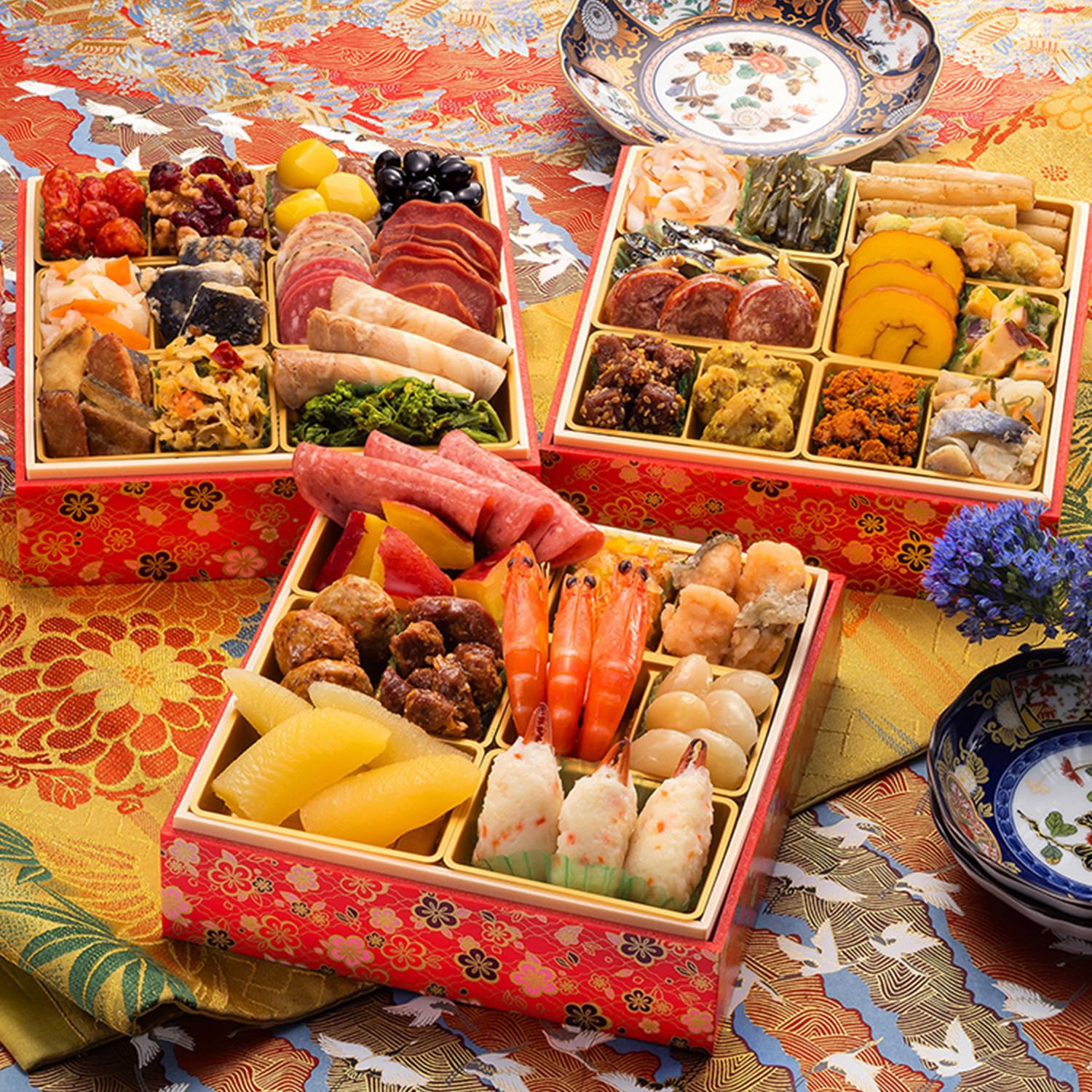 博多久松 和洋絢爛定番おせち 白鳥 6.5寸×3段重 全36品 3人前