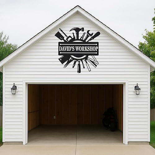 Miniatura 124 de Letrero personalizado de taller de garaje para hombres – Arte de pared de metal con nombre personalizado para entusiastas de autos, constructores y