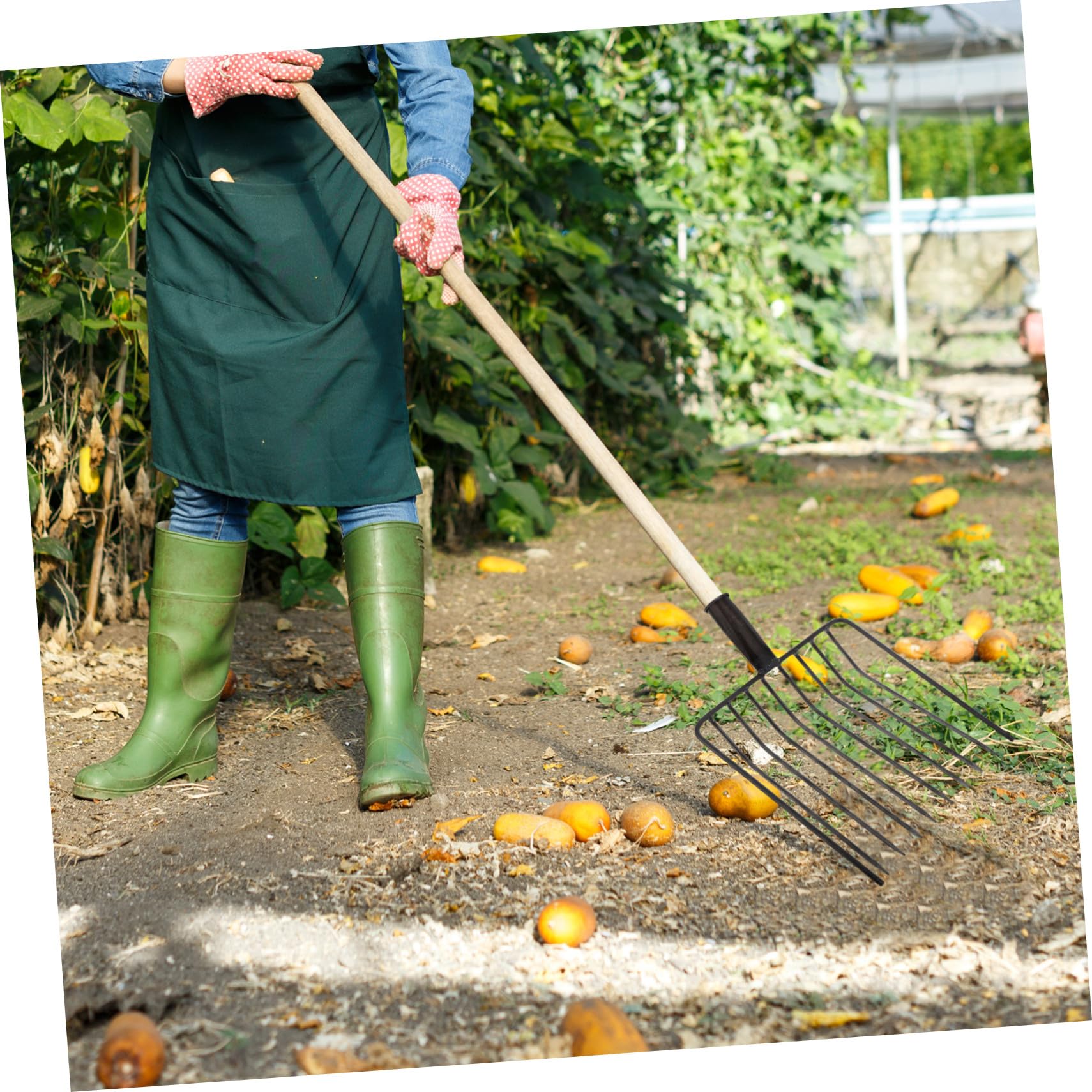 Horquilla de Acero Resistente Herramienta de Mano Fácil de Limpiar y Transportar para Jardinería y Mantenimiento del Césped para Labores Agrícolas