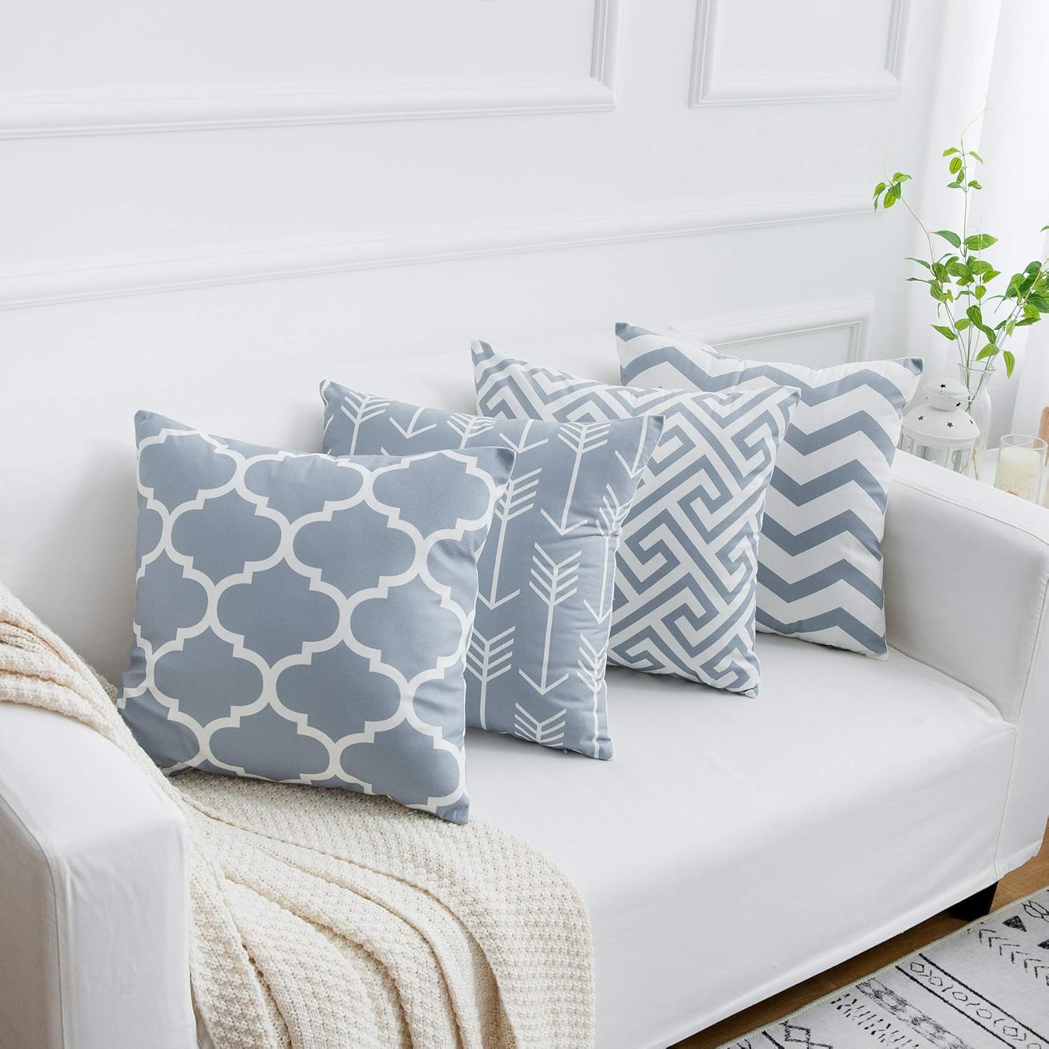 Aopota Grey Throw Pillow Cases Decorative Soft Geometric