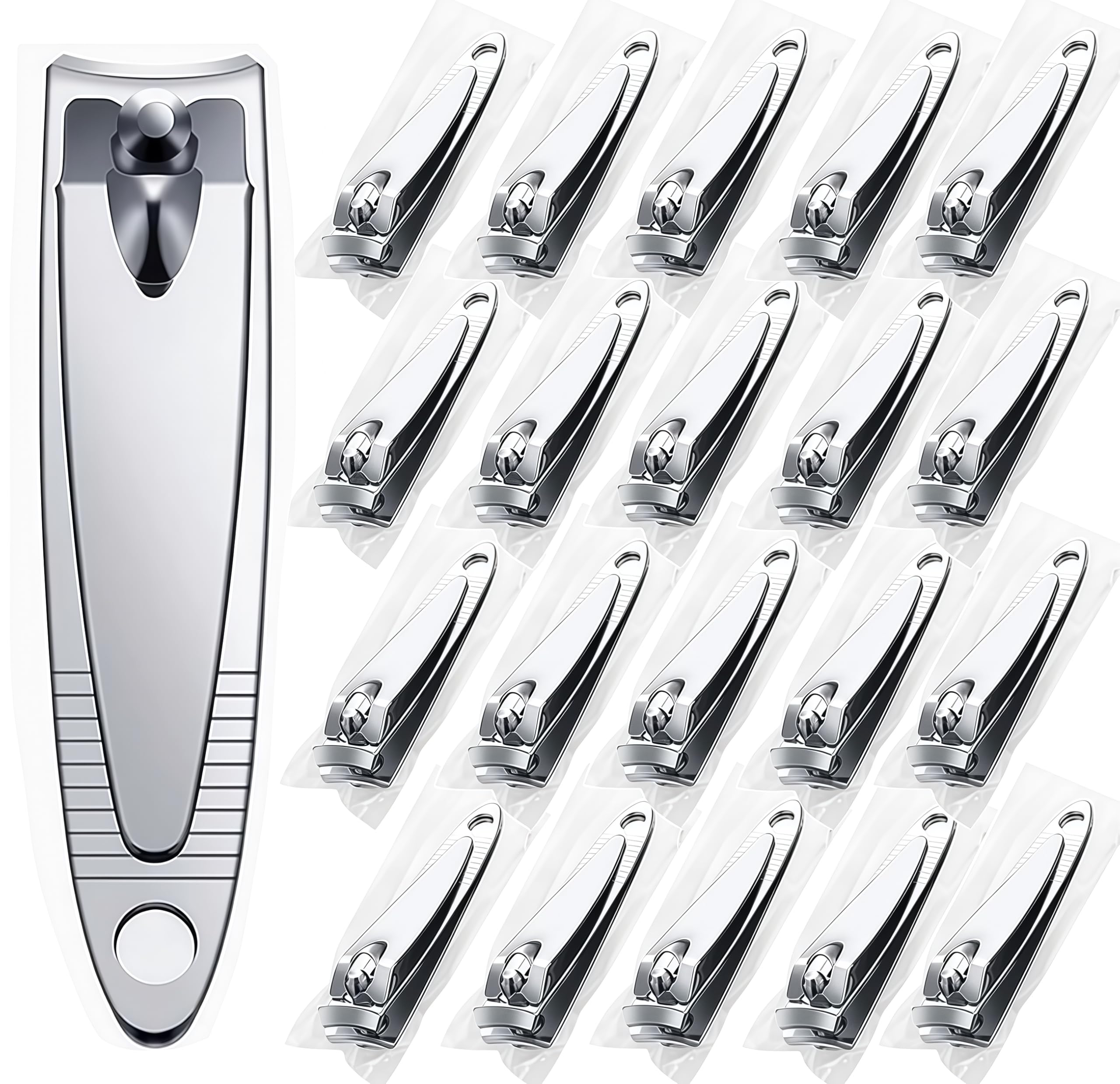 AVERZELLA Nail Clippers Bulk Set - 20 Pack Stainless Steel Small Travel Size Nail Clippers for Men & Women - Mini Toenail Fingernail Clipper for Gifts