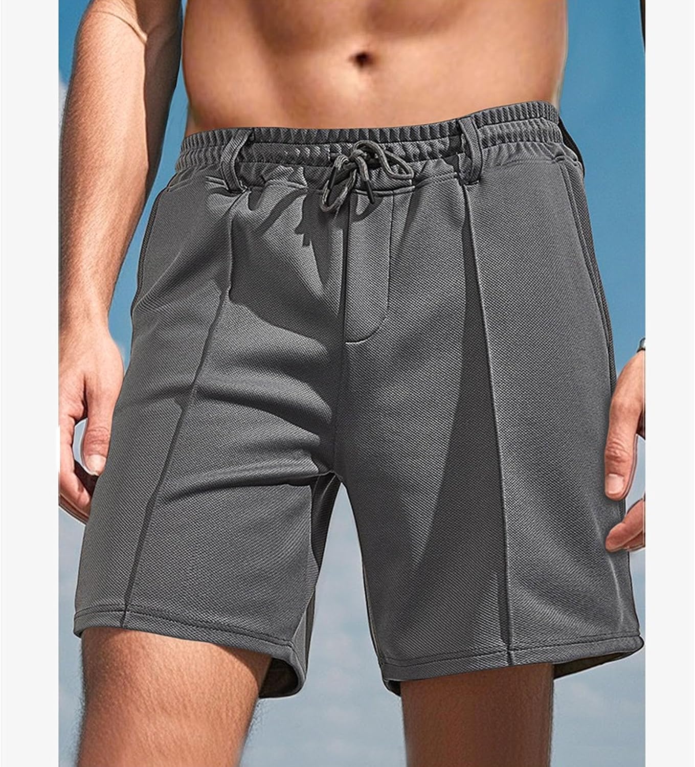 Maiyifu-GJ Men's Casual Athletic Shorts Stretch Elastic Waist Drawstring Running ShortsSummer Gym Workout Jogger Short Pants