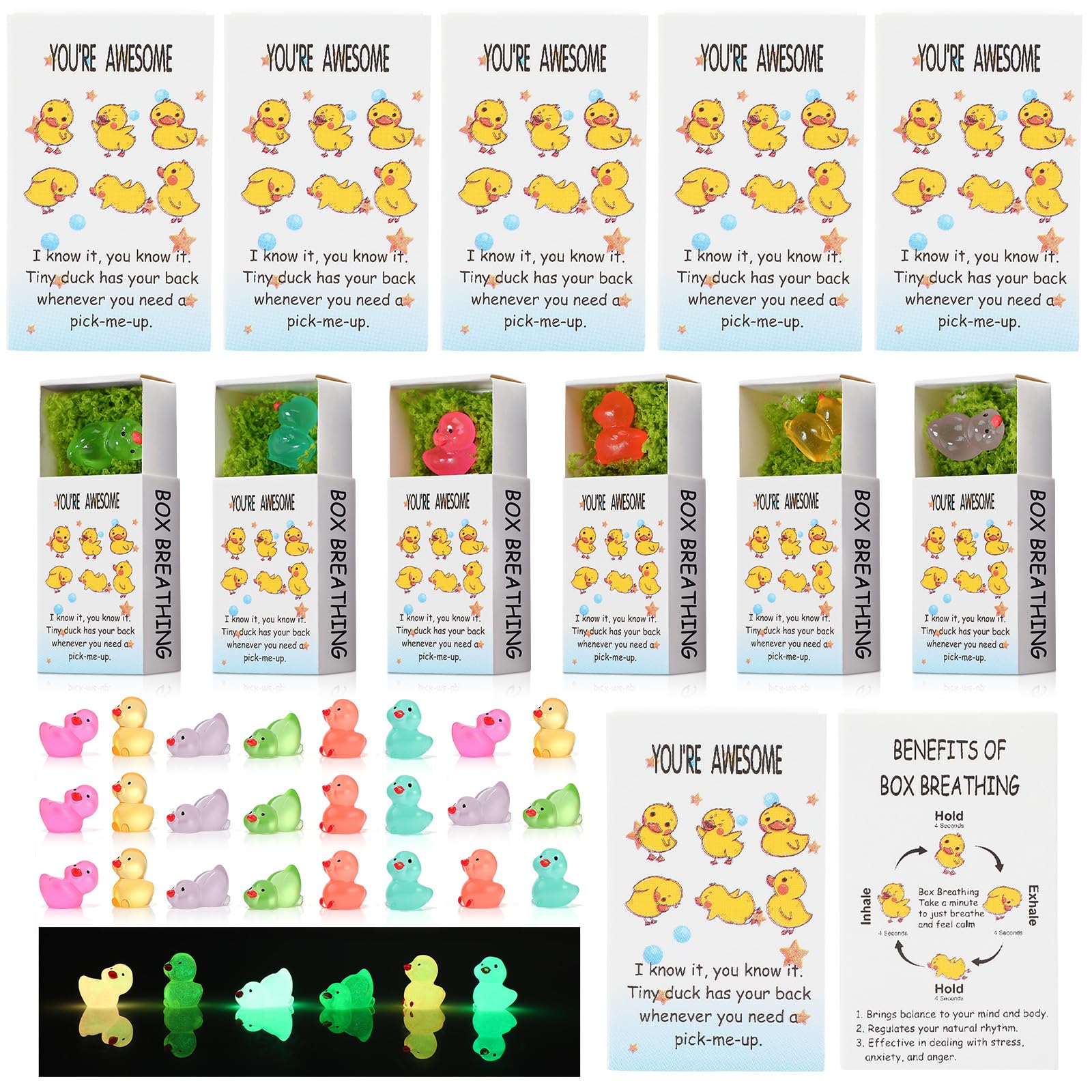 Cinnvoice 48 Sets Employee Appreciation Gifts Bulk Luminous Resin Animals Breathing Box Team Building Emotional Support Party Favor Thank You Gifts