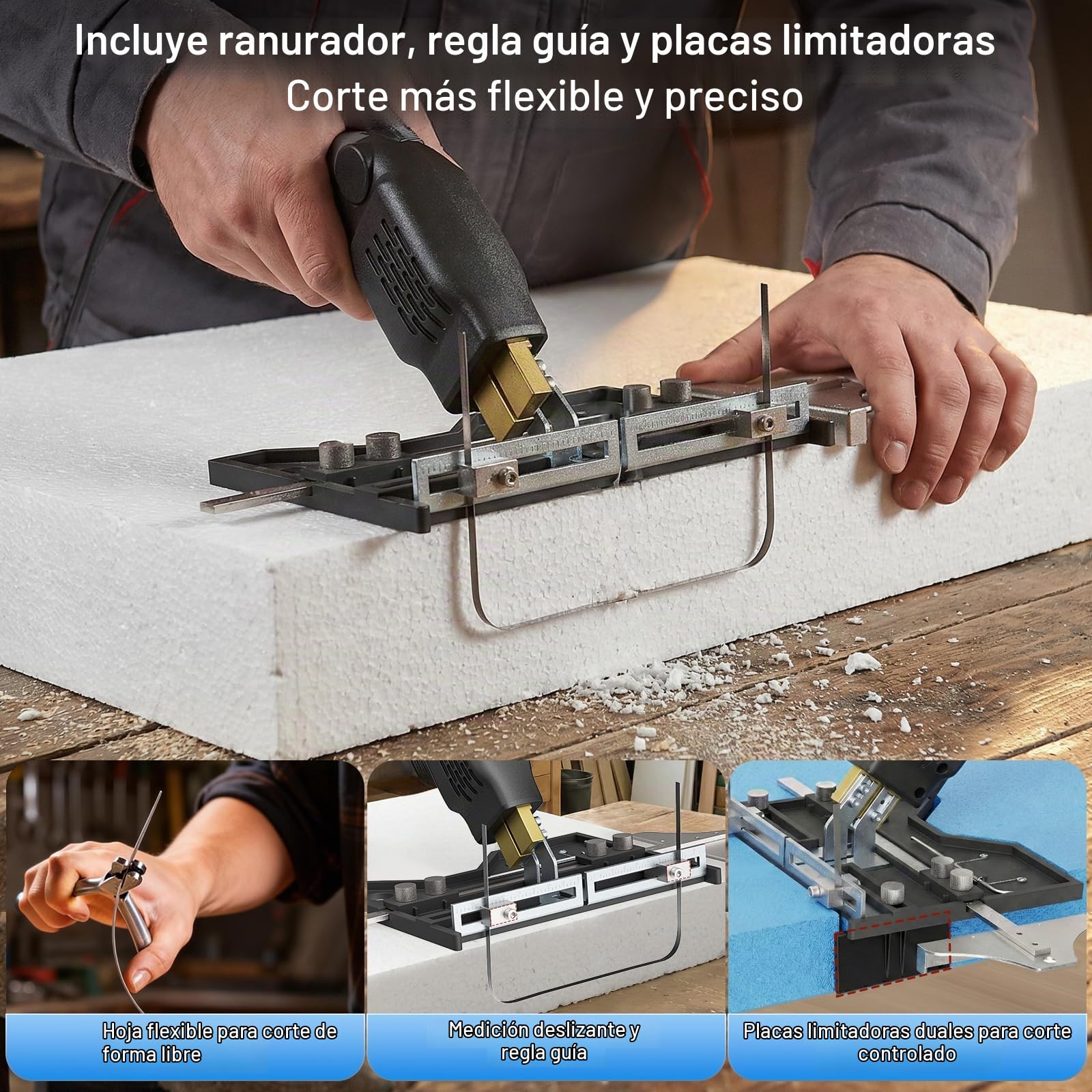 300W Cortador de Poliestireno, 50-600℃, Cortador de Espuma con 5 Cuchillas, Cuchilla Caliente Eléctrico para Poliestireno, EPS, Tablero KT, EVA, Cuerda, Tela, Espuma