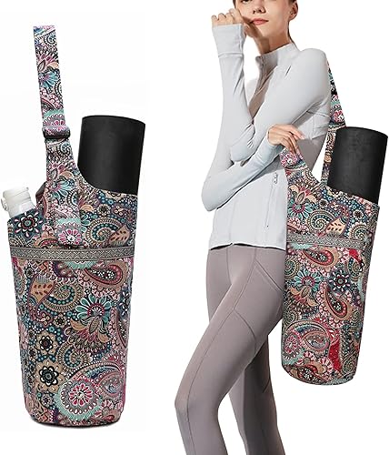 IwIeIaIrI Bolsa para esterilla de yoga con bolsillo de gran tamaño y bolsillo con cremallera, bolsa de yoga con correa de hombro ajustable,