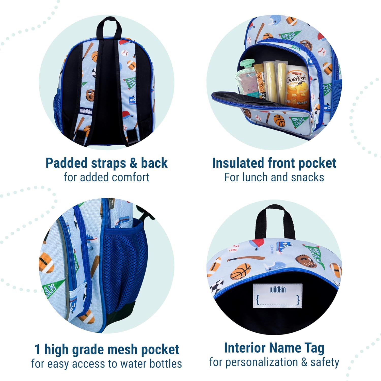 Wildkin 12-inch Kids Backpack – Padded, Adjustable, Ideal for Daycare & Travel - Game On - Image 3