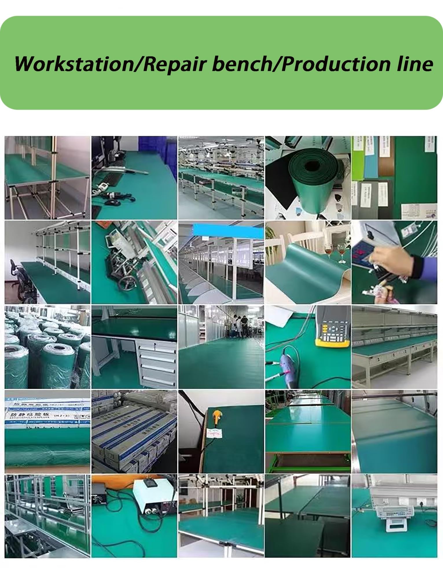 Tappetino da banco antistatico resistente al calore - Tappetino da tavolo in gomma verde for uso elettronico, di laboratorio e industriale(0.2x120x100cm)