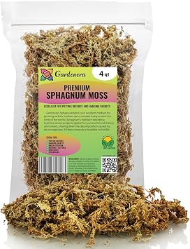 Gardenera Premium New Zealand Sphagnum Moss - Organic Hand Mixed Long Fibered Sphagnum Moss Orchid - 4 Quart