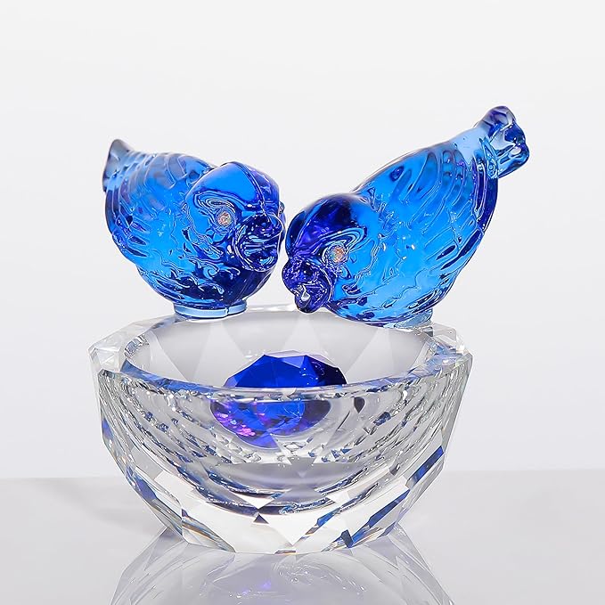 Qianwei Crystal Bird Figurine Collectible Handmade Glass