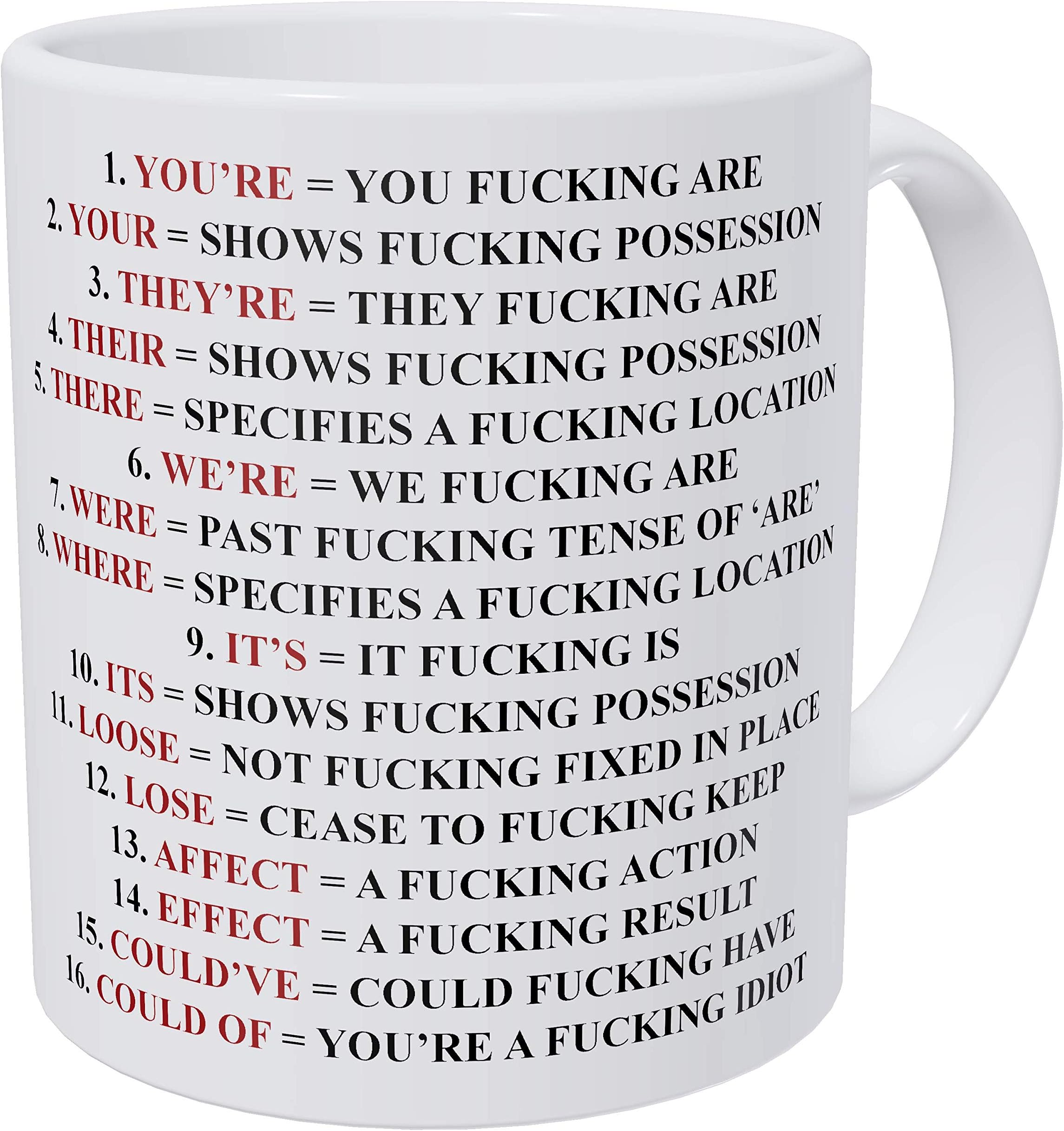 Wampumtuk English Grammar Police, Teacher. Funny Coffee Mug 11 Ounces Inspirational And Motivational