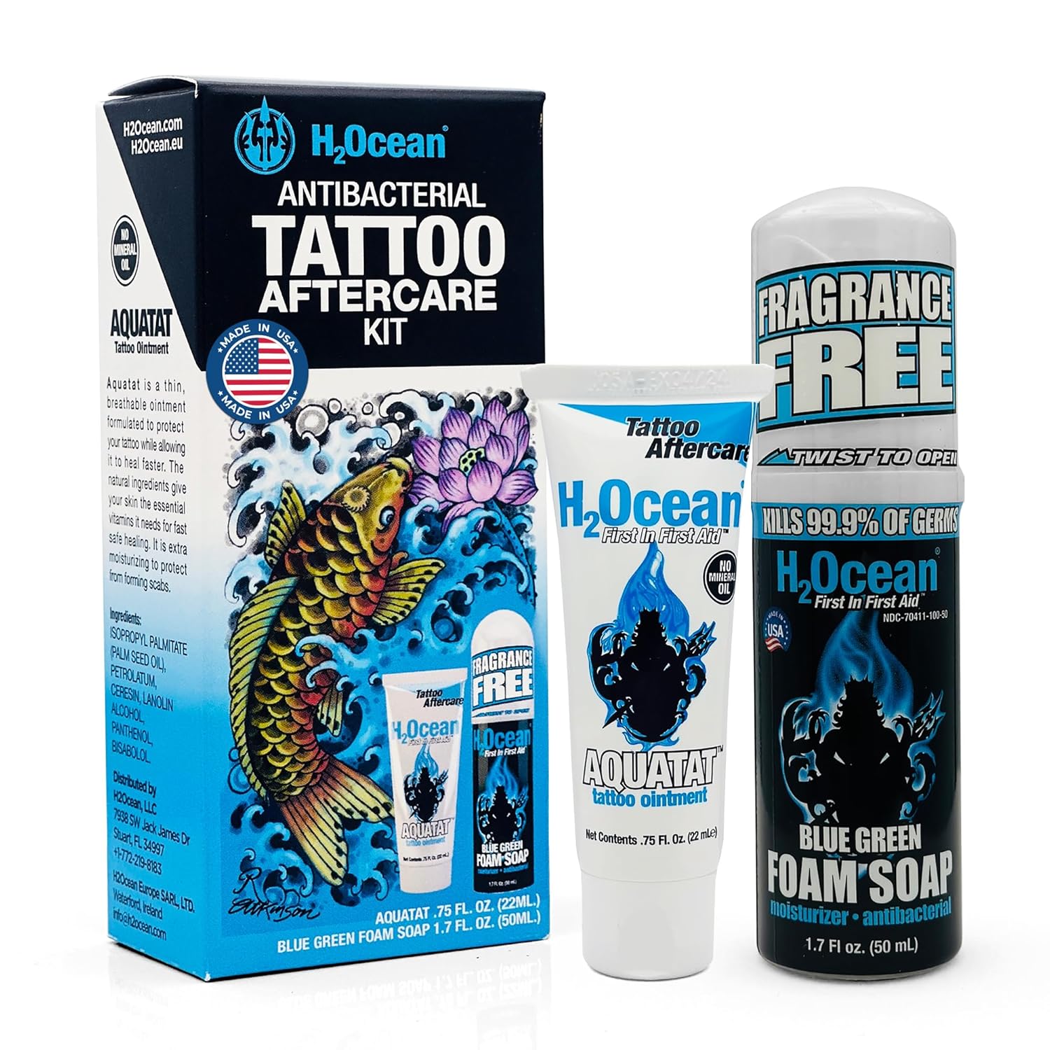 H2Ocean Antibacterial Tattoo Aftercare KitBlue Green Foam