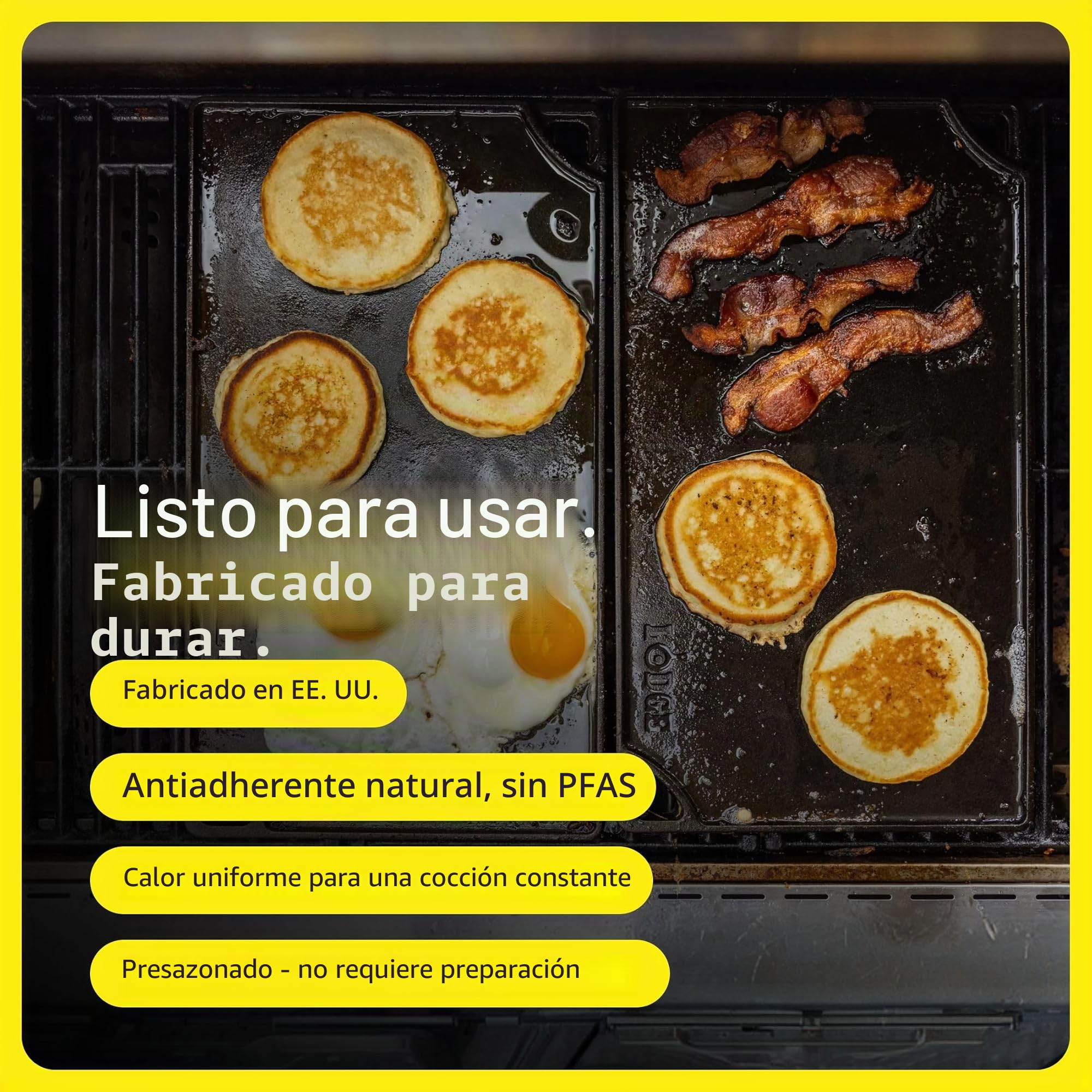 Lodge Plancha Grill rect. Reversible-Hierro Fundido 42x24cm INLODGE.LDP3, Inoxidable, 42 x 24cm