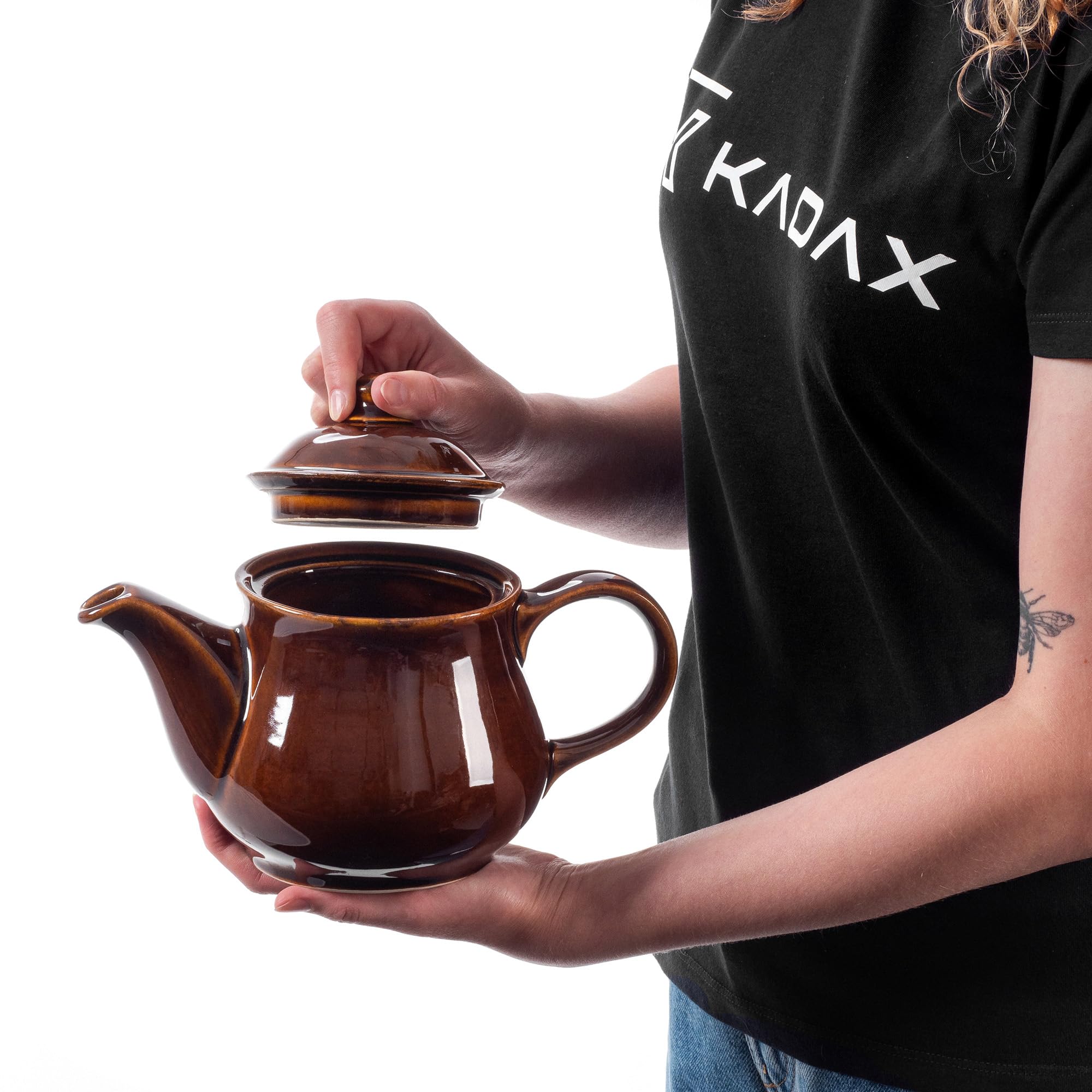 KADAX Théière en céramique - Théière de style maison de campagne - Passe au lave-vaisselle - Théière en céramique de qualité supérieure - Pour la maison ou le bureau (sans chauffe-eau)