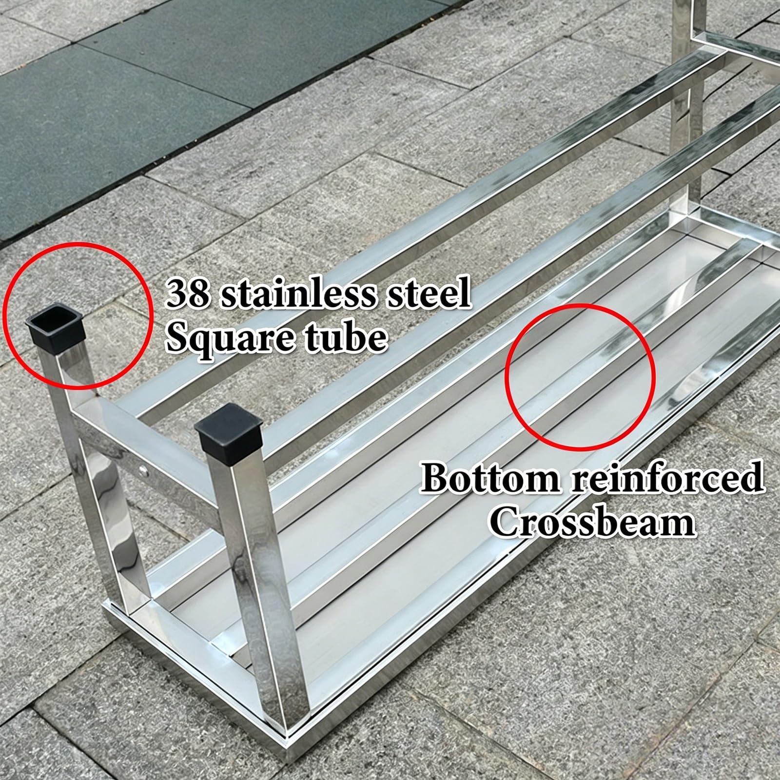Panchina da Esterno in Acciaio Inox 304 Panchina da Giardino 2 Posti Resistenti Alle Intemperie Portata Massima 250kg per Casa Parco Ospedale Cambiarsi le Scarpe(80x35x45cm/31.5x13.8x17.7in)