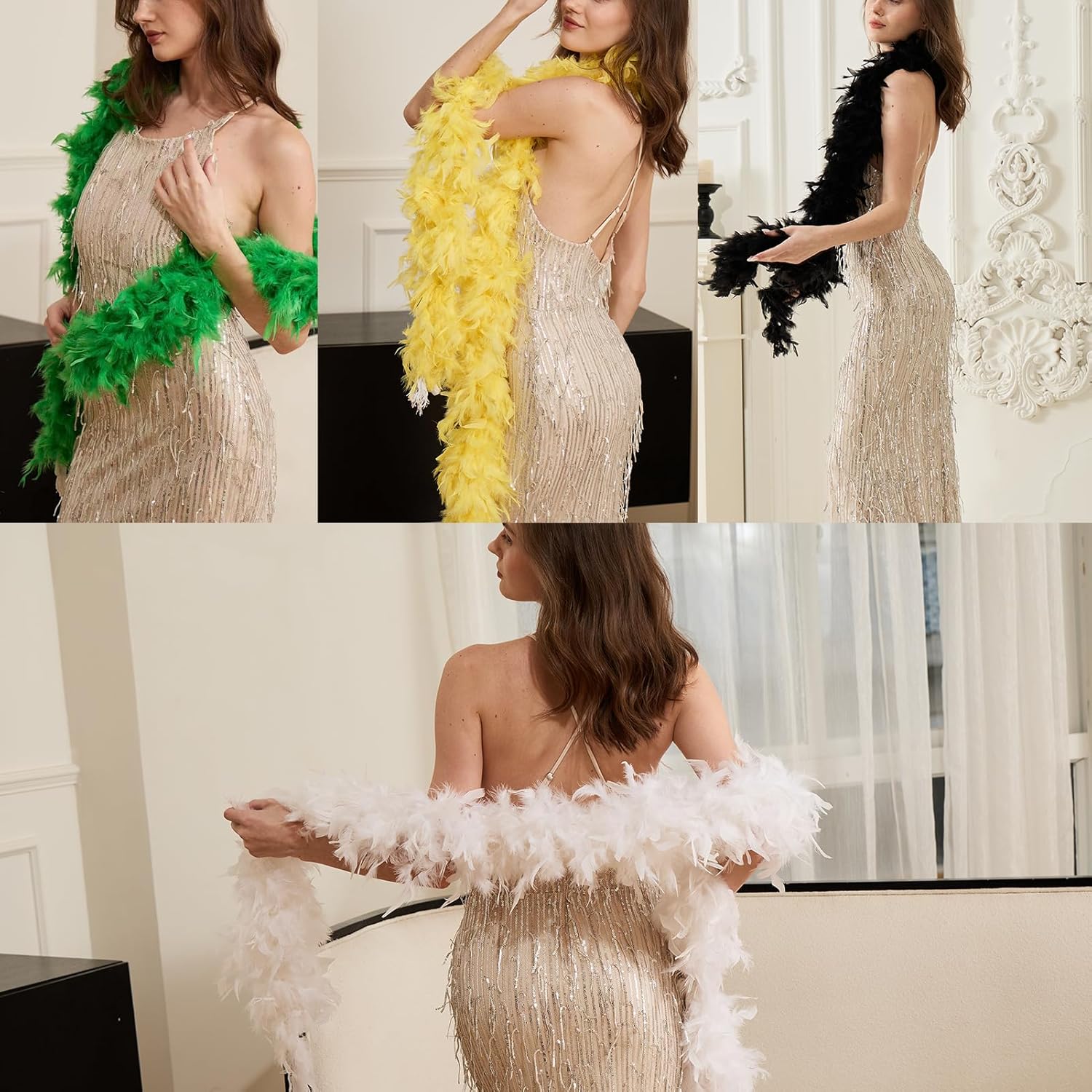 2 Yards 80g Turkey Chandelle Feather Boa for DIY Craft,Party Dancing Dress Up, Halloween Decoration - Image 4