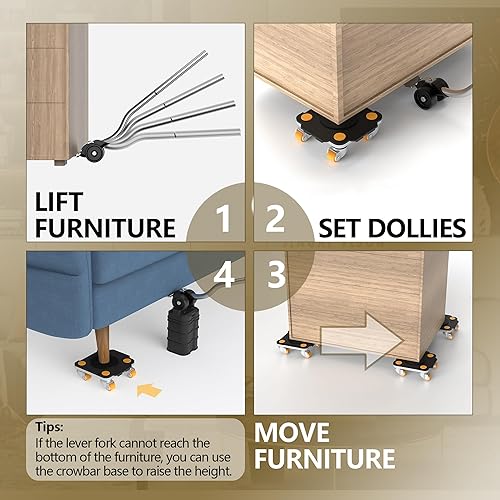 Miniatura 5 de ONEON Furniture Mover Pro Set  Dolly mejorado y elevador con ruedas de TPE personalizadas para levantar y mover fácilmente muebles  Herramienta