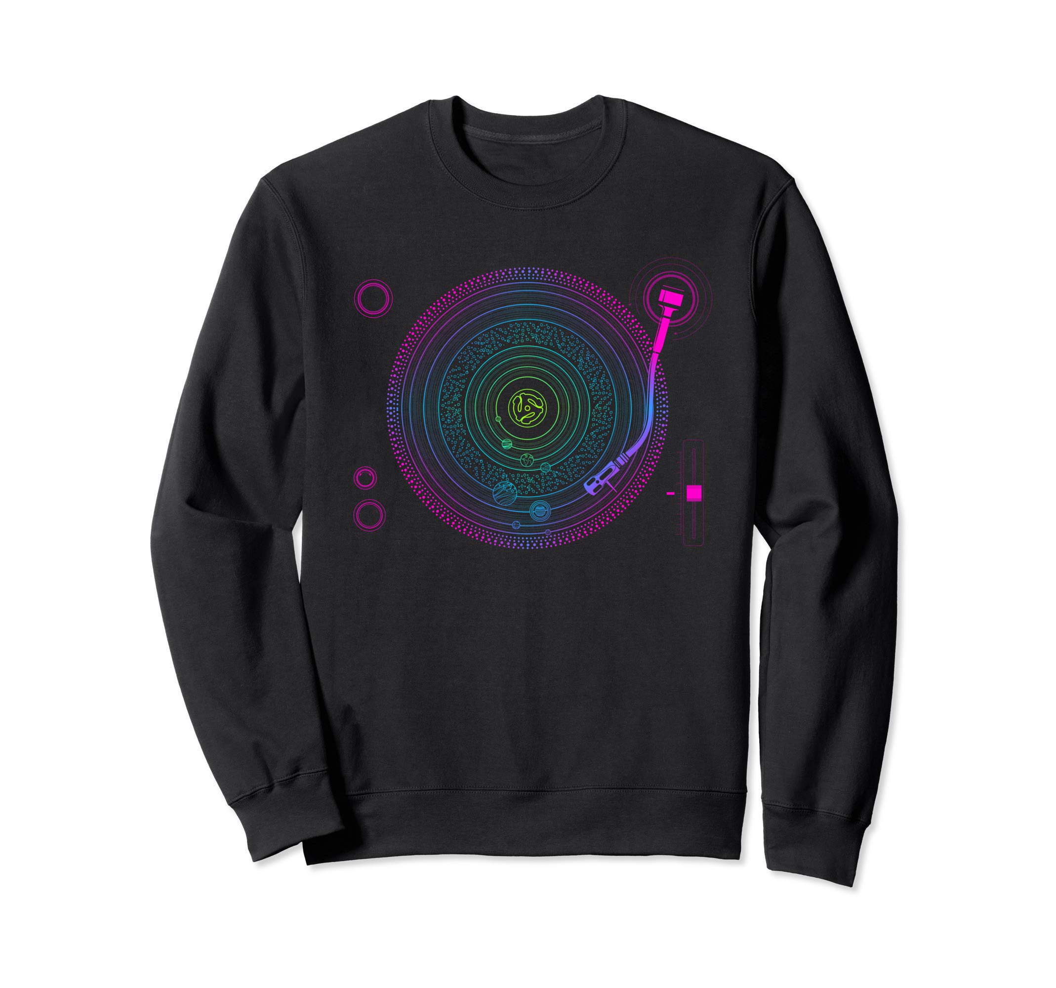 Space DJ Product - Solar System Retro Turntable EDM 3 Sweatshirt, Black